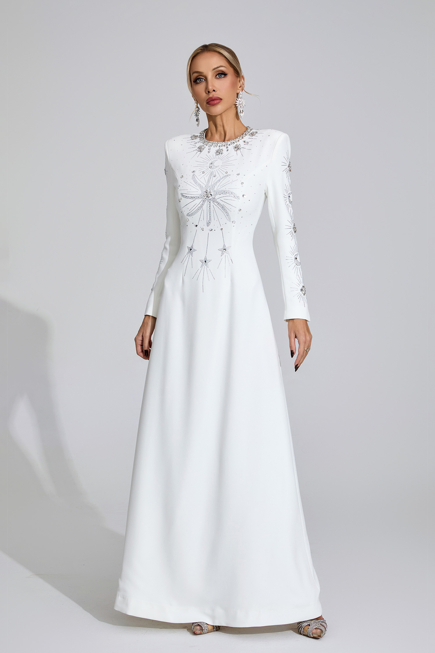 Mariah White Diamond Maxi Dress