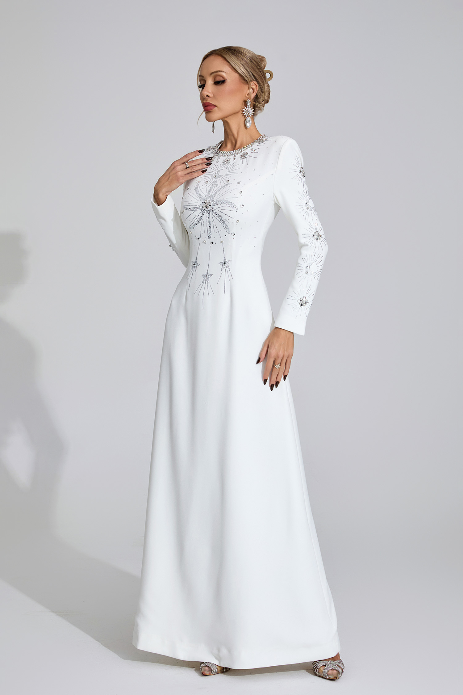 Mariah White Diamond Maxi Dress
