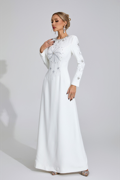 Mariah White Diamond Maxi Dress