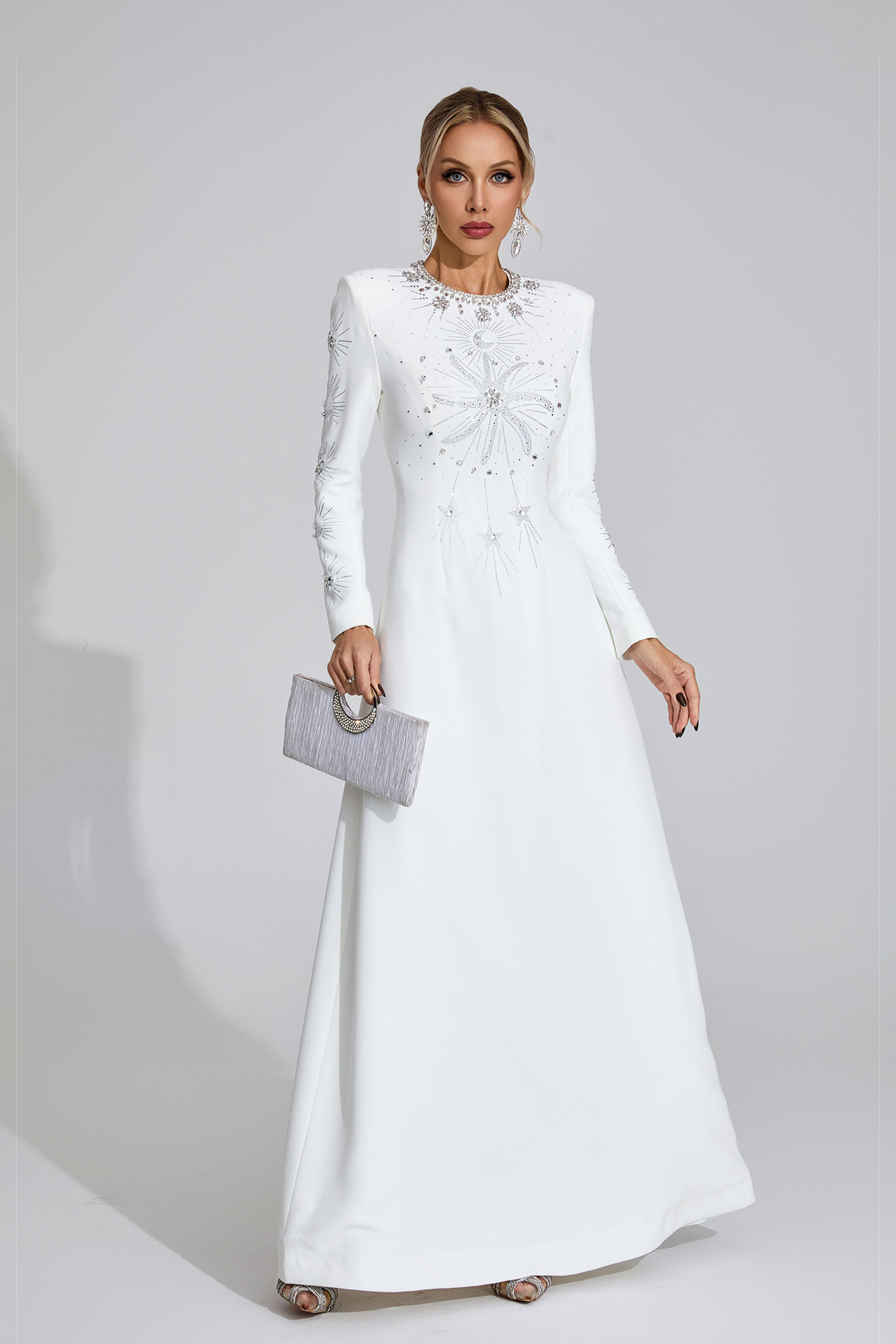 Mariah White Diamond Maxi Dress