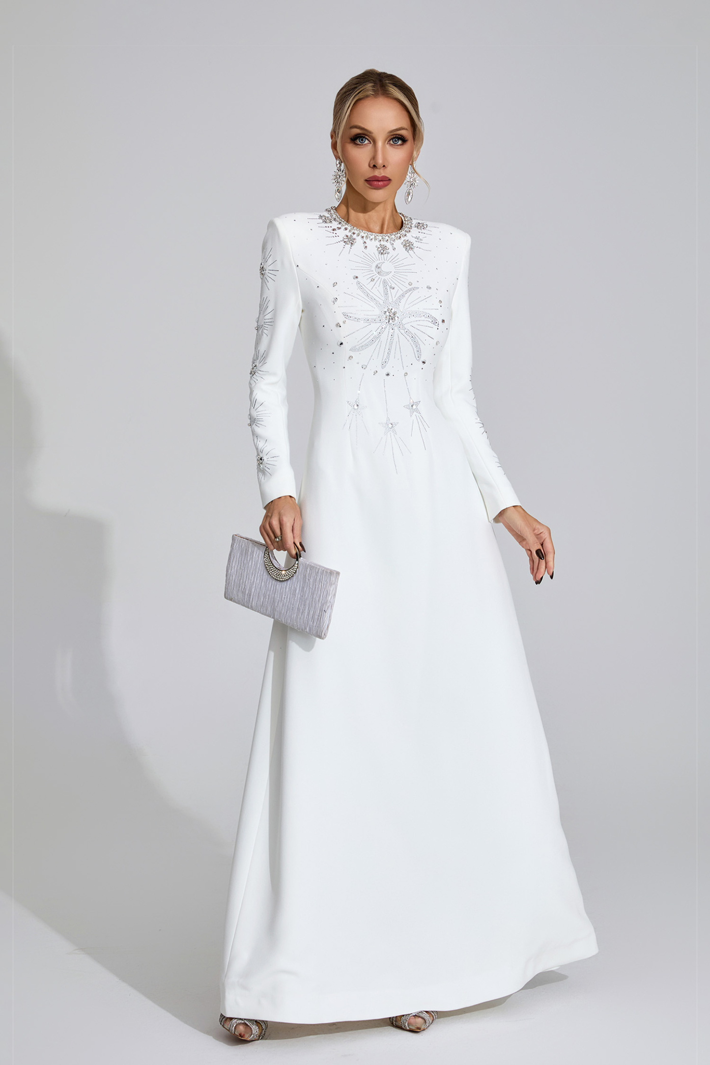Mariah White Diamond Maxi Dress
