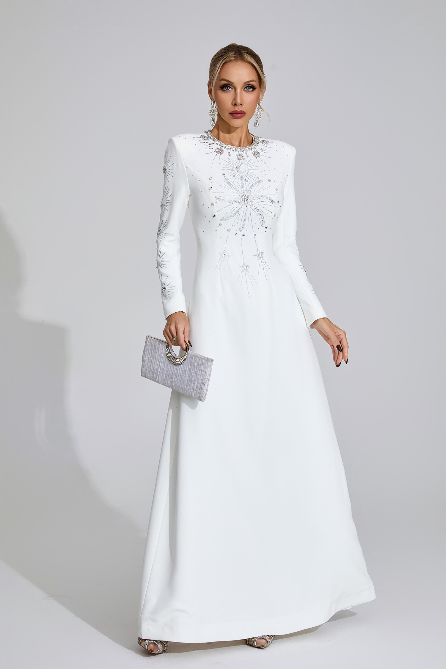 Mariah White Diamond Maxi Dress