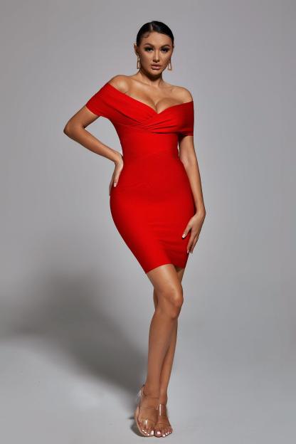 Delma Red Mini Bandage Dress