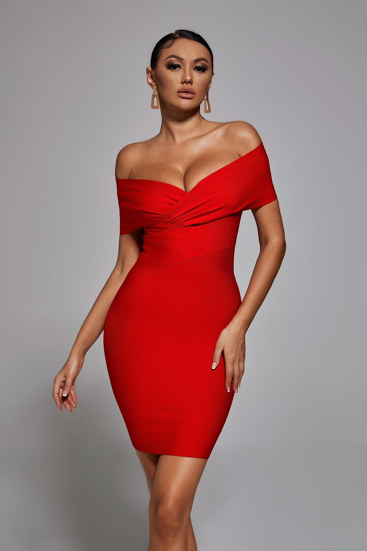 Delma Red Mini Bandage Dress