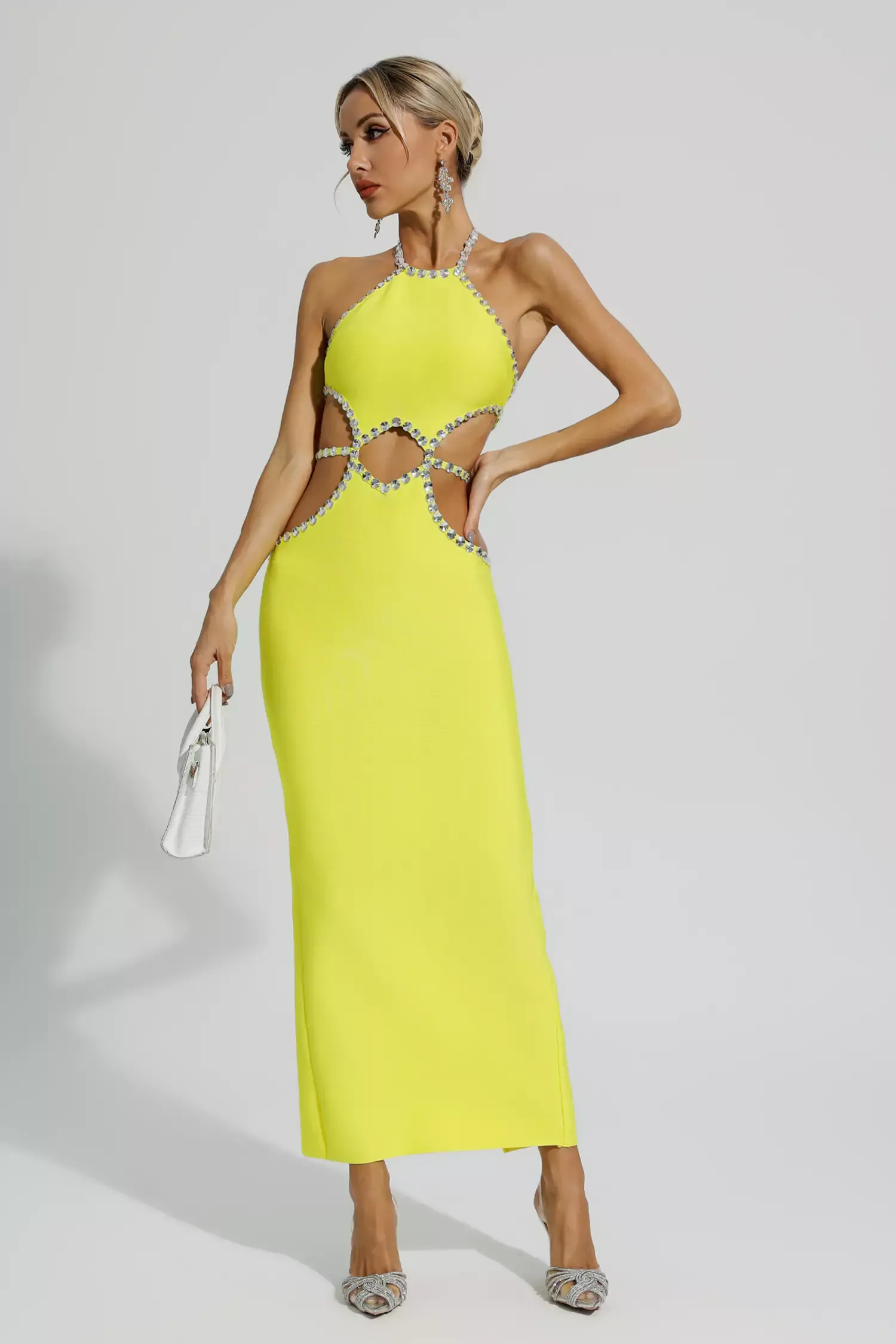 Lorena Yellow Cut Out Bodycon Dress