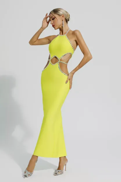 Lorena Yellow Cut Out Bodycon Dress
