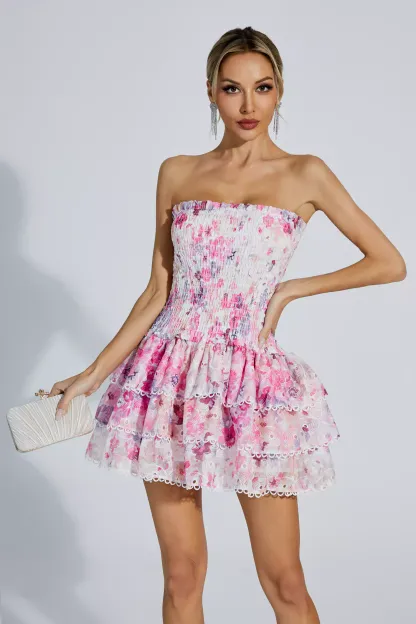 Kyra Floral Ruched Mini Dress