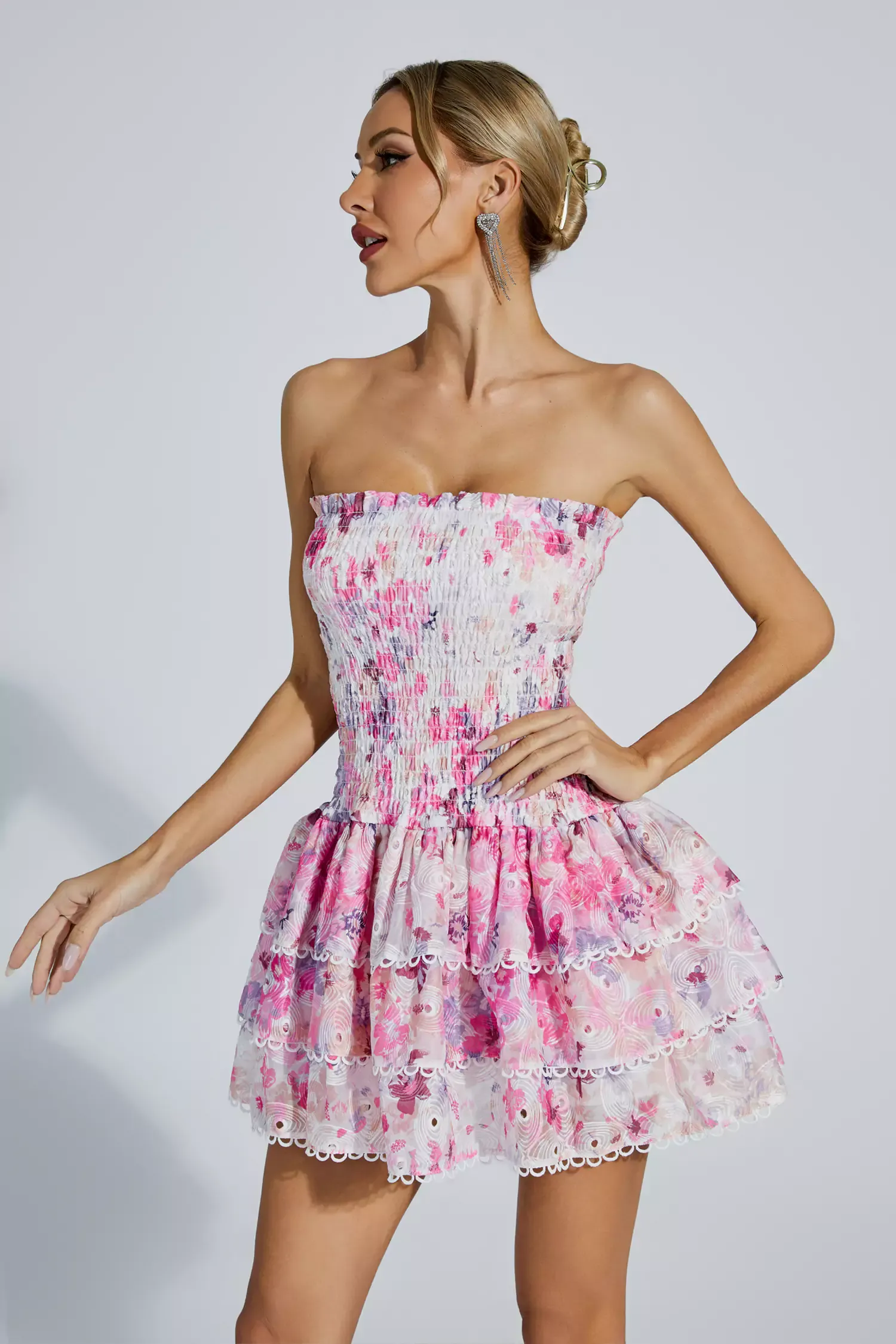 Kyra Floral Ruched Mini Dress