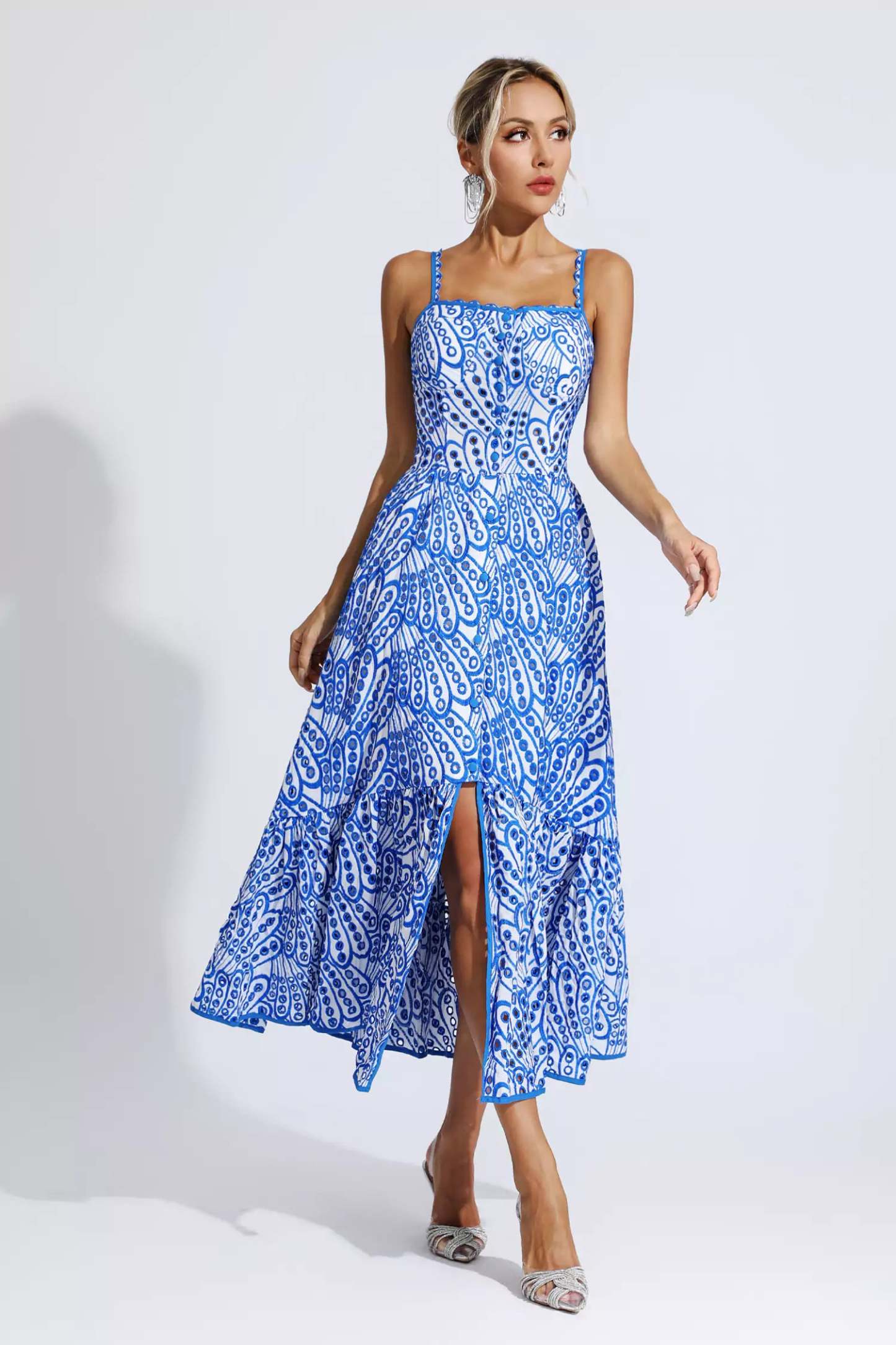 Doris Blue Printed Maxi Dress