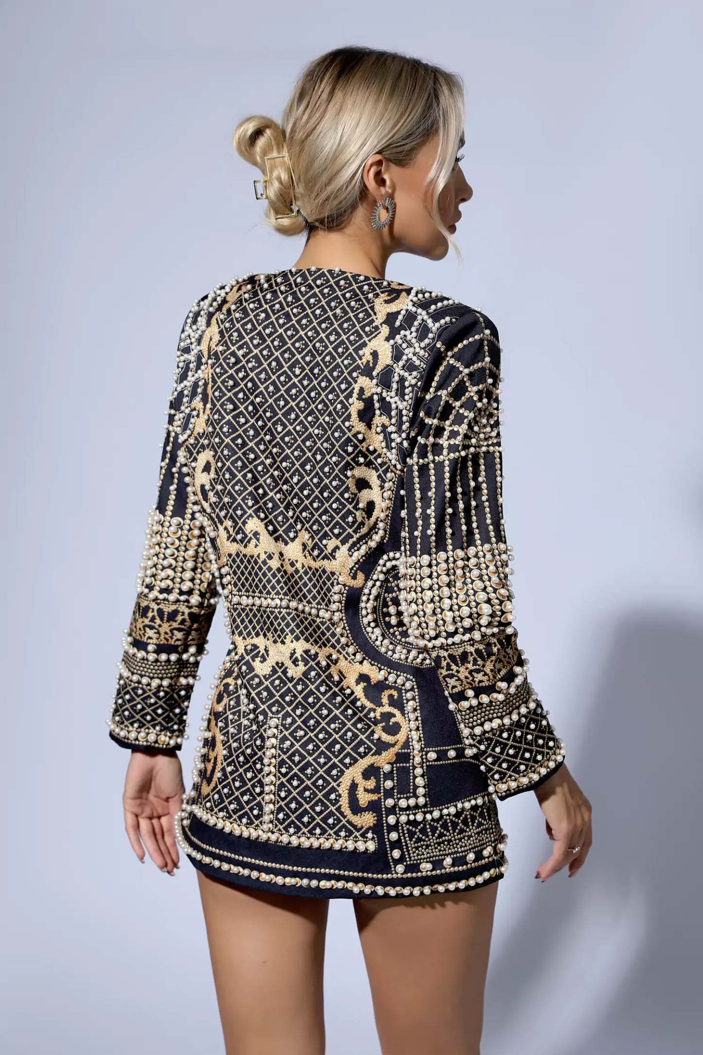 Kala Gold Pearl Blazer Dress