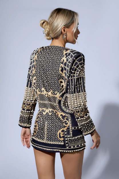 Kala Gold Pearl Blazer Dress