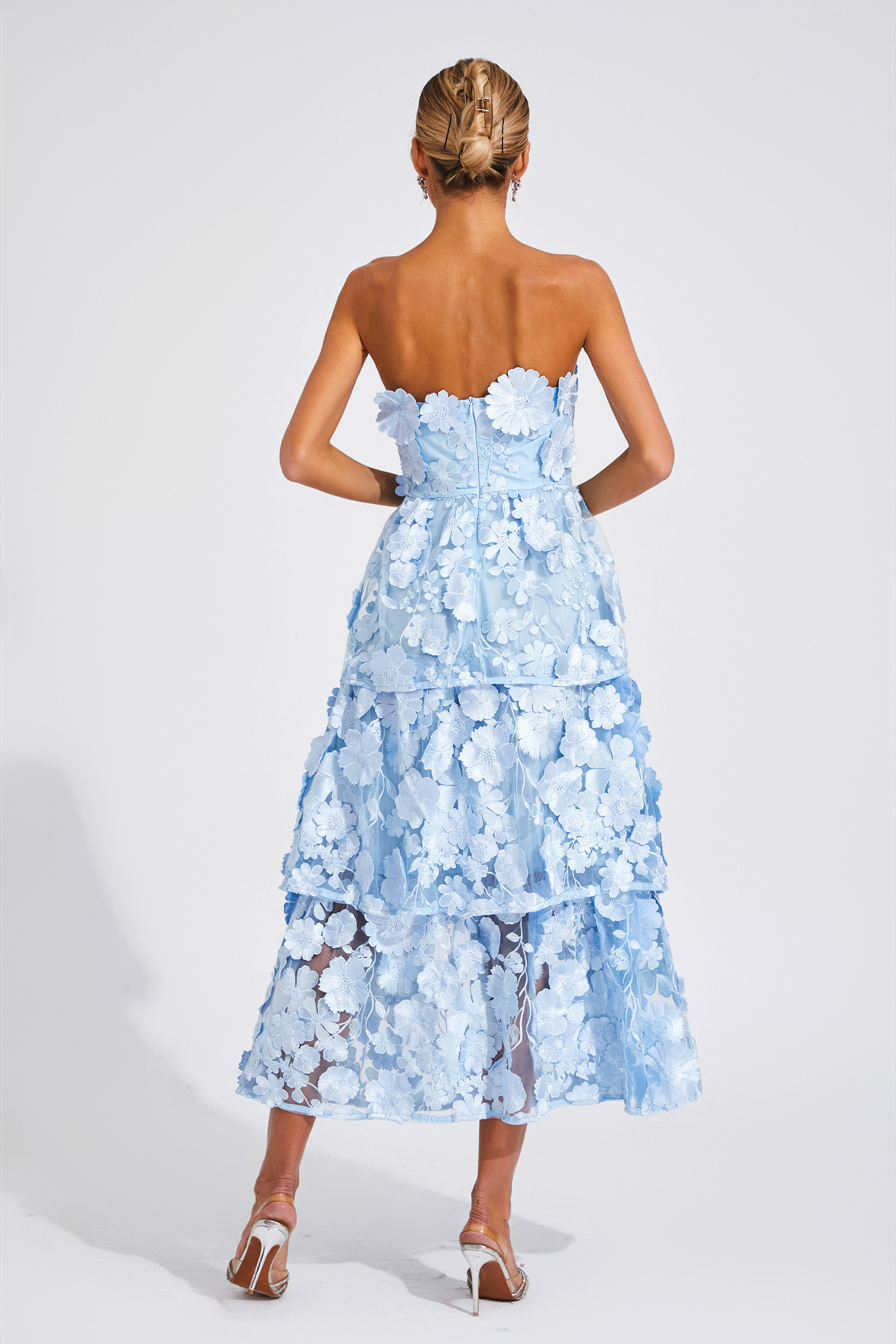 Katelynn Blue Flower Off Shoulder Dress