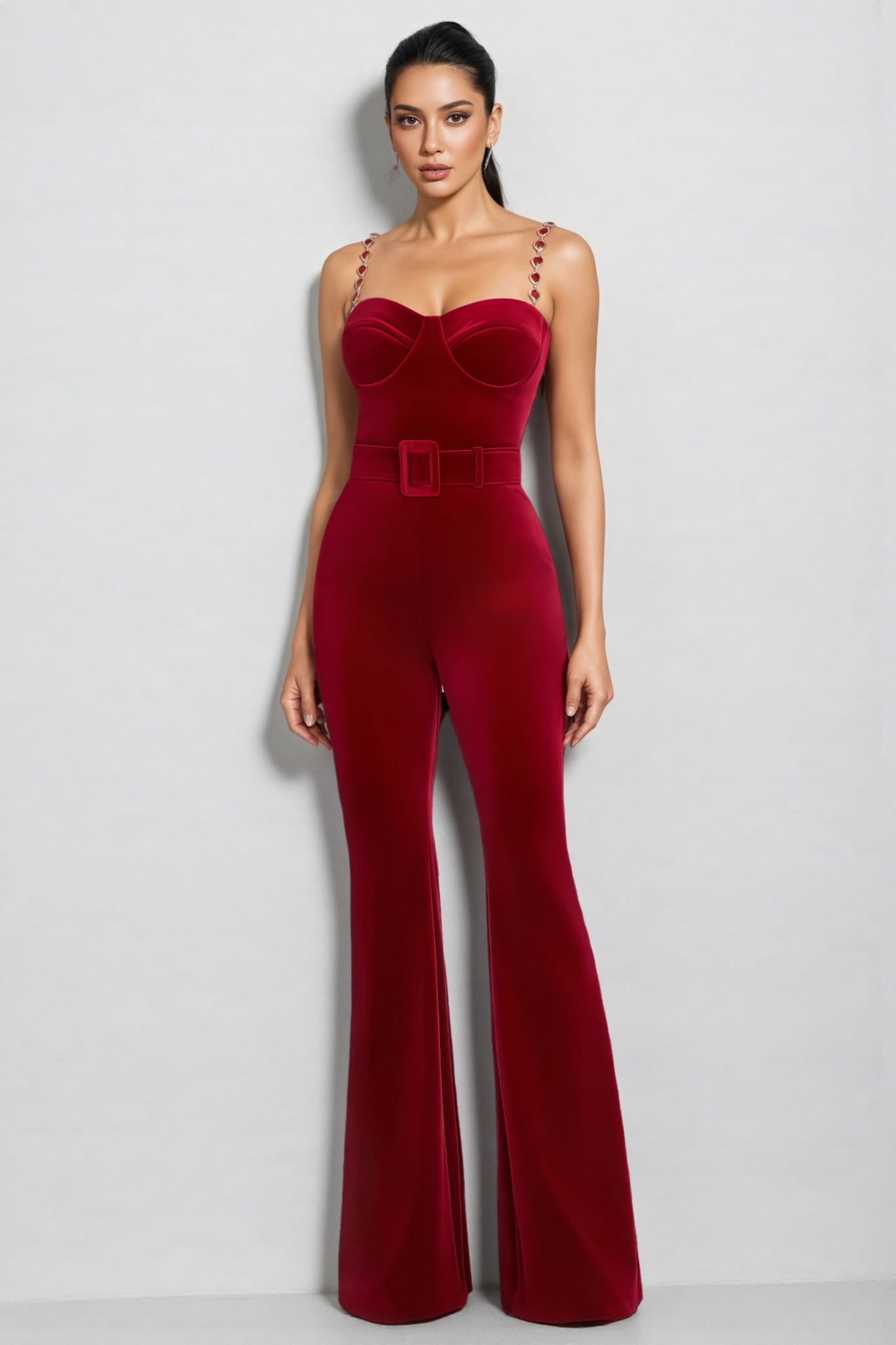 Sarah Red Sleeveless Jumpsuit