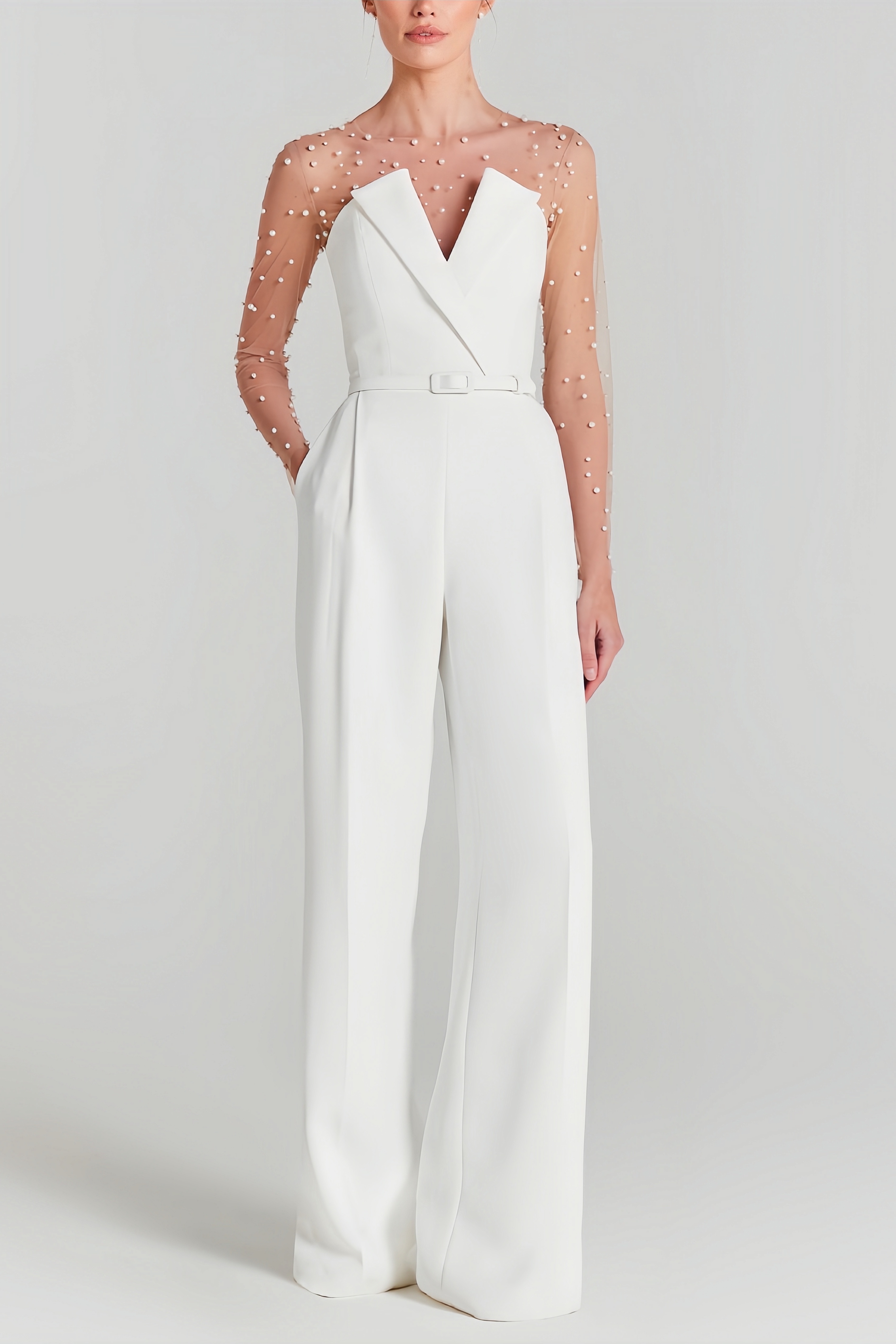 Emilee Mesh Pearl Jumpsuit Two Piece Sets
