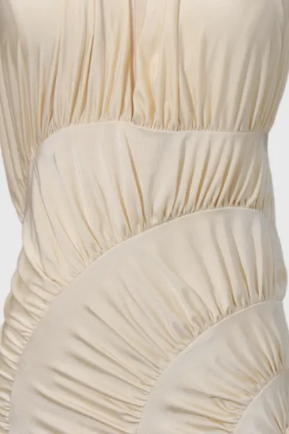 Clara Halterneck Shirred Maxi Dress