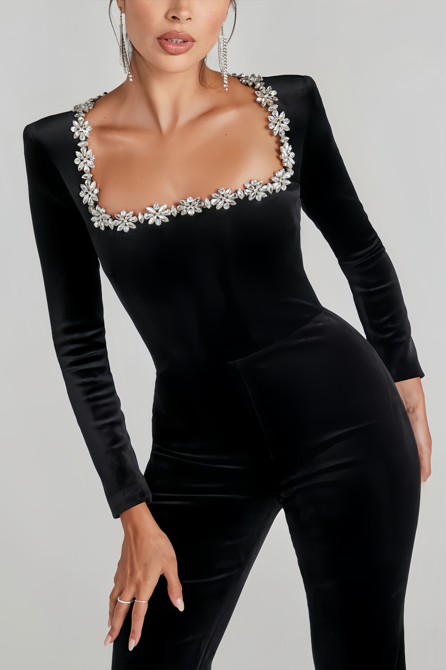 Elle Long Sleeve Studded Jumpsuit