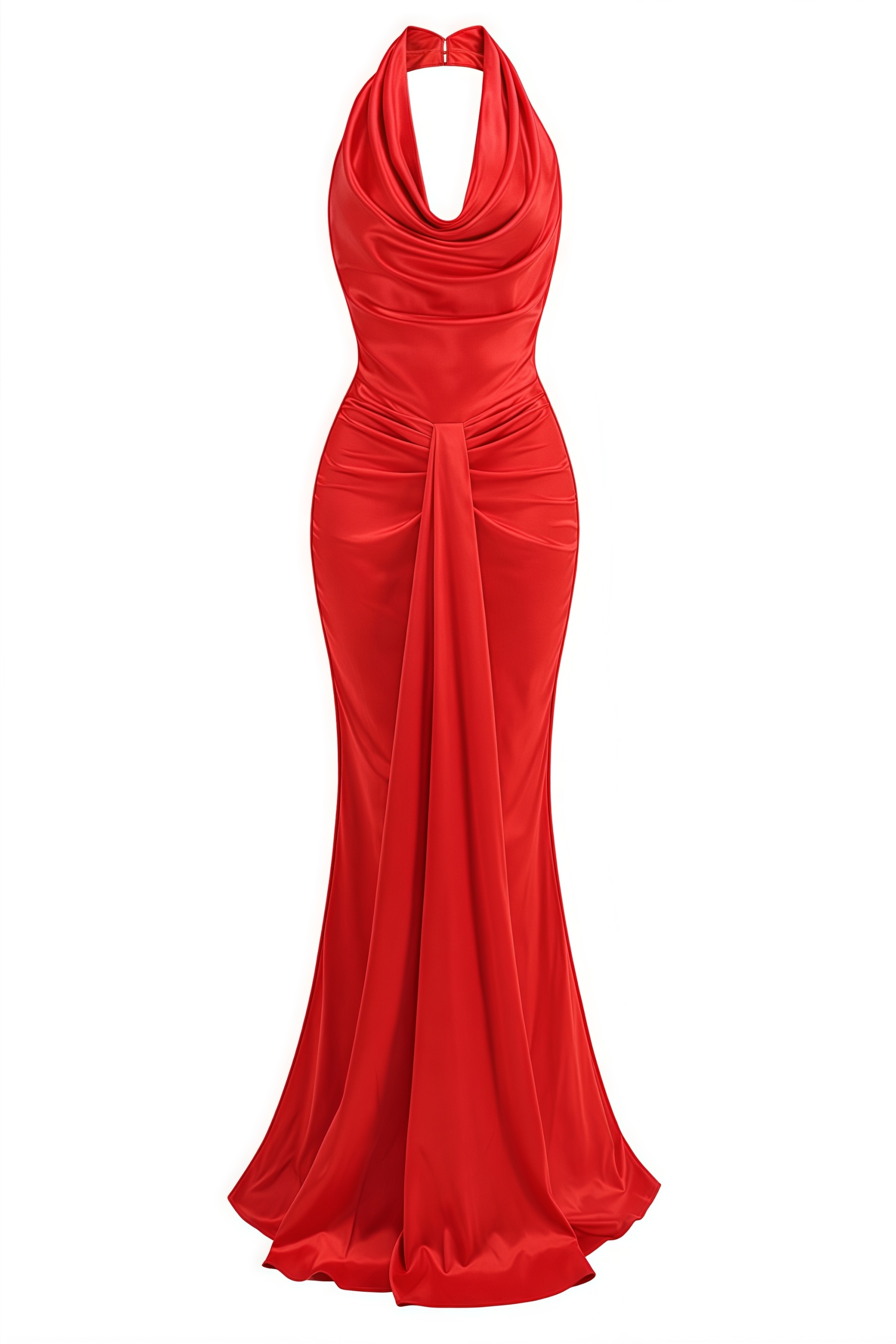 Isobel Red Hanging Neck Maxi Dress