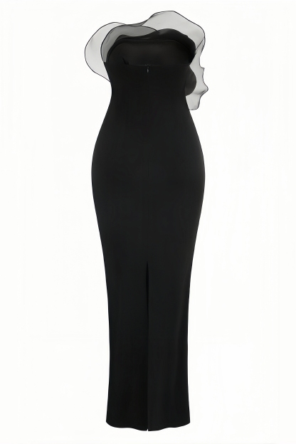 Celine Pure Black Strapless Maxi Dress