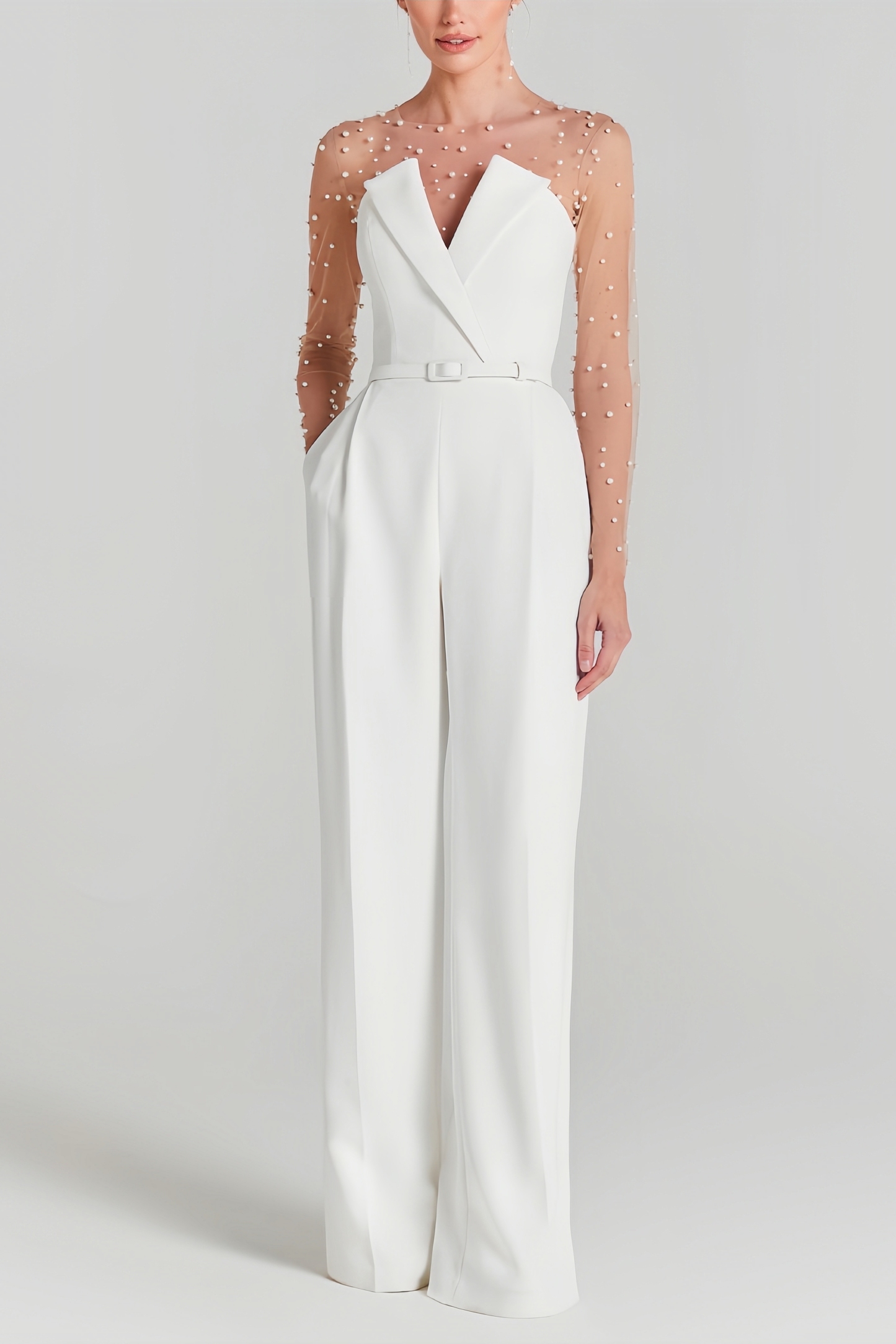 Emilee Mesh Pearl Jumpsuit Two Piece Sets