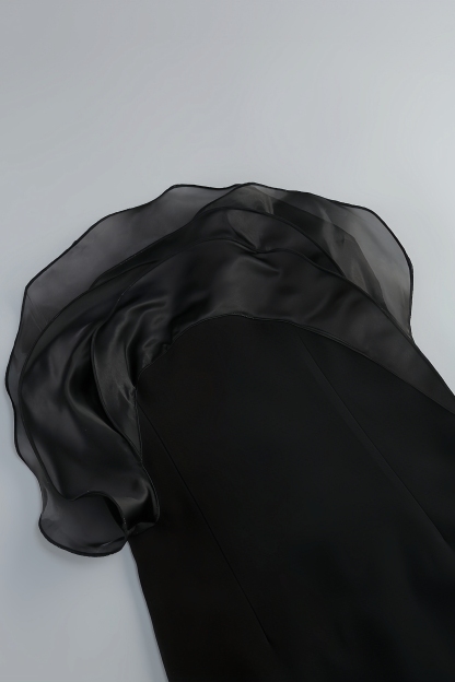 Celine Pure Black Strapless Maxi Dress