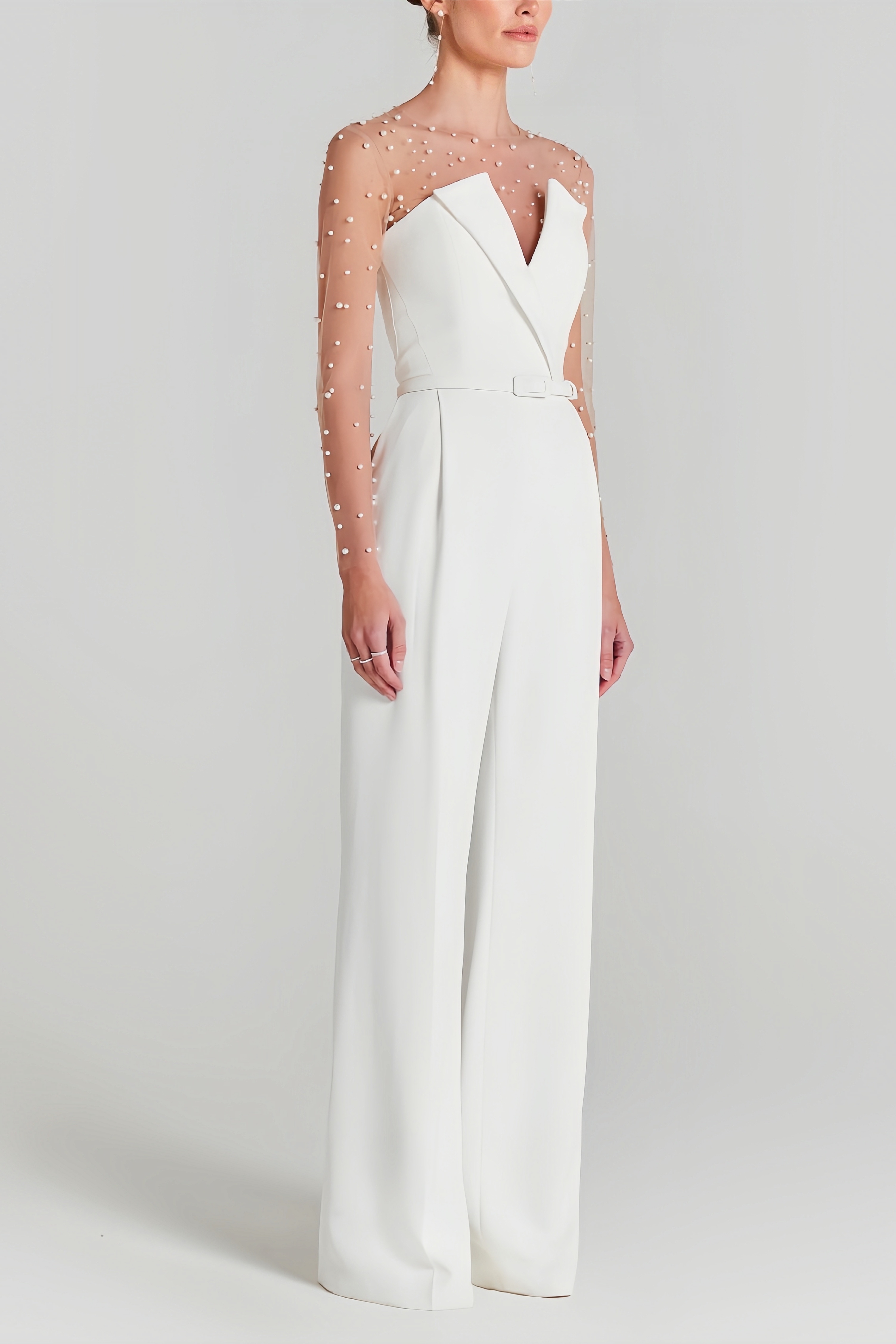 Emilee Mesh Pearl Jumpsuit Two Piece Sets