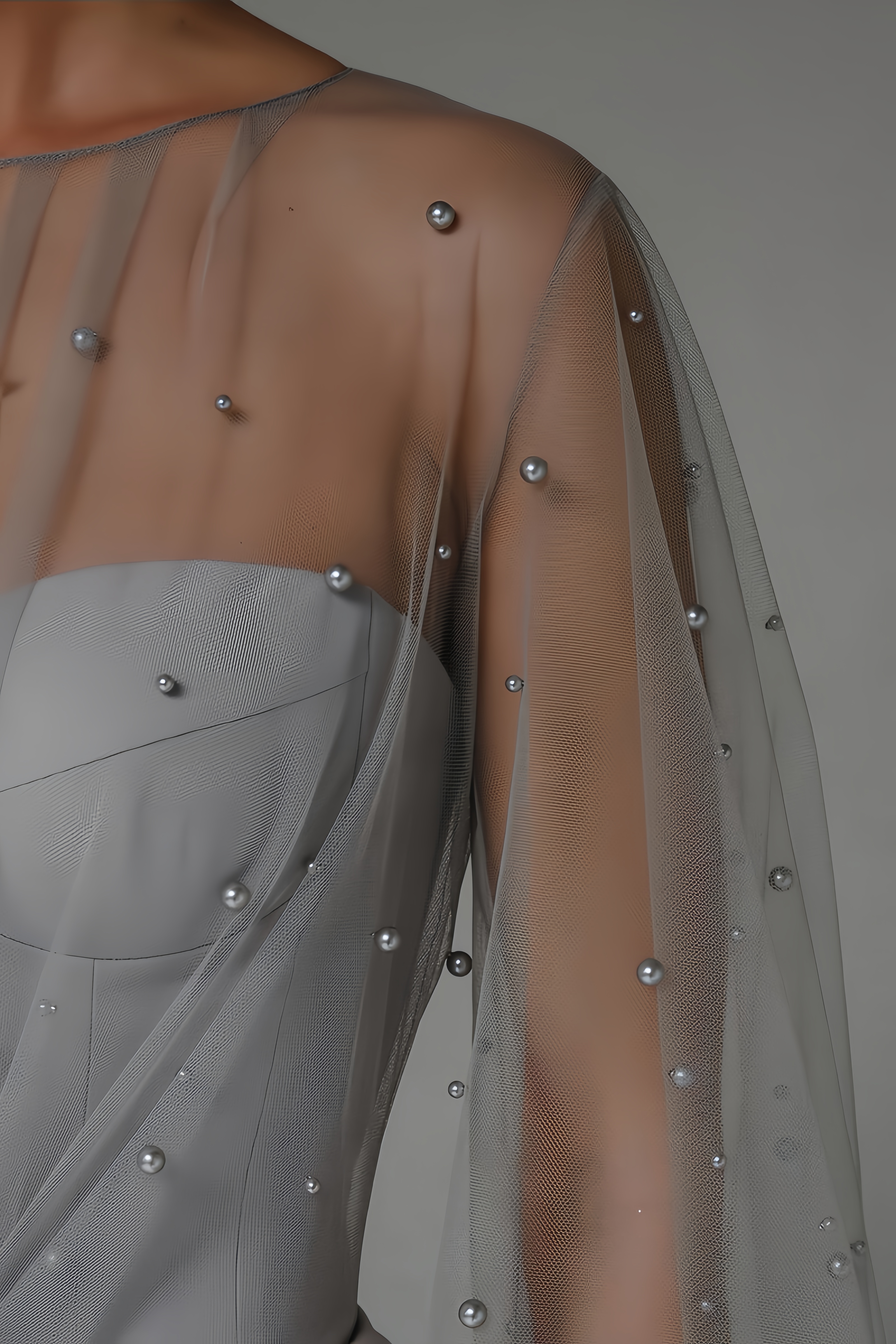 Kirsten Sheath Pearl Maxi Dress-Grey