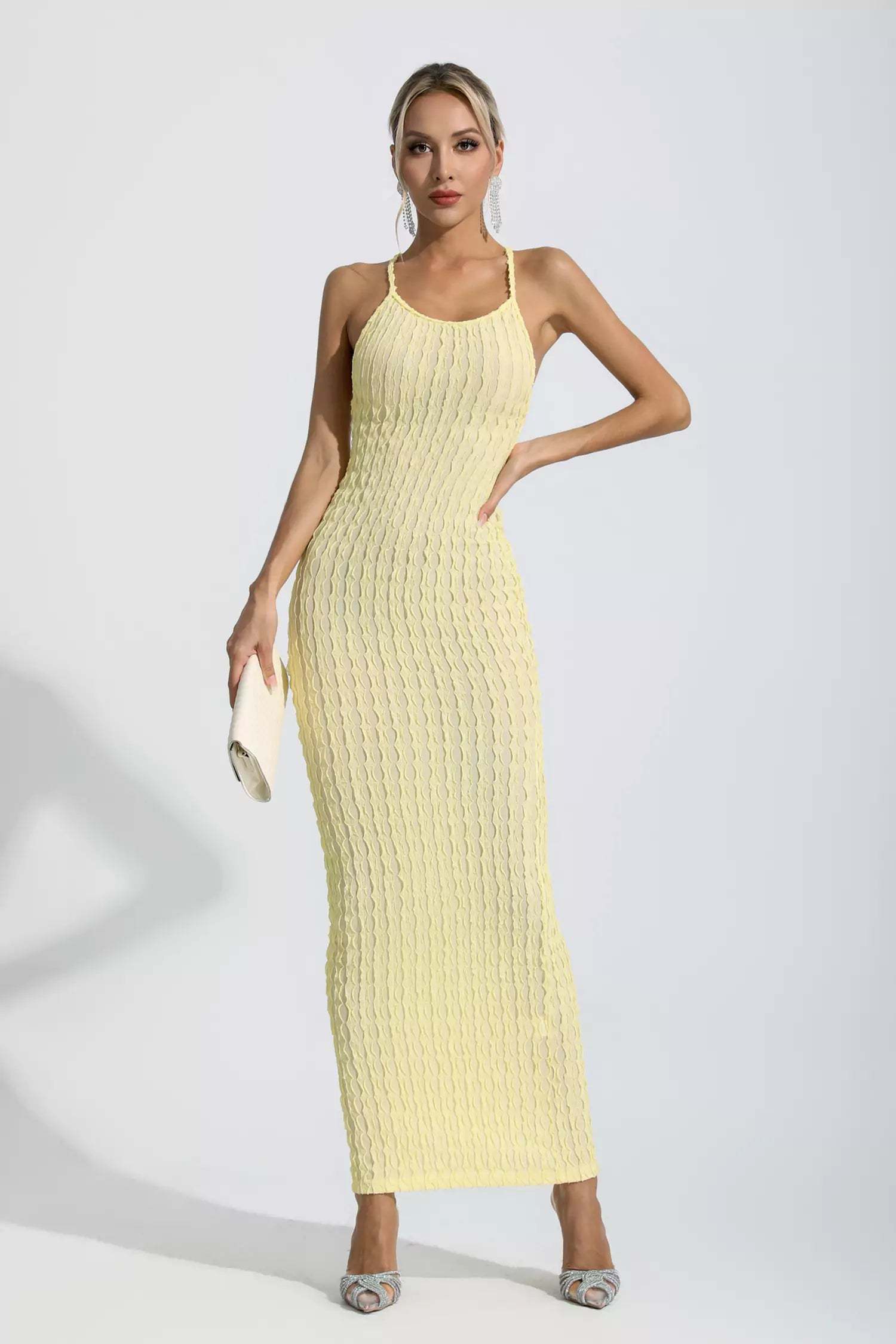 Dina Yellow Bodycon Slip Maxi Dress