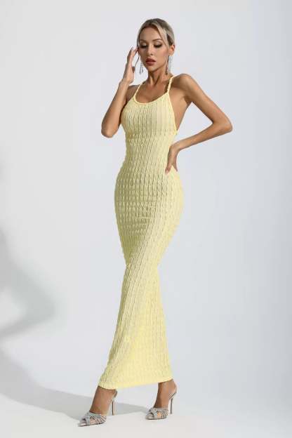 Dina Yellow Bodycon Slip Maxi Dress