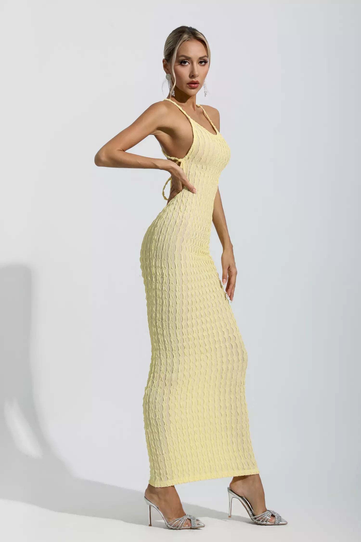 Dina Yellow Bodycon Slip Maxi Dress