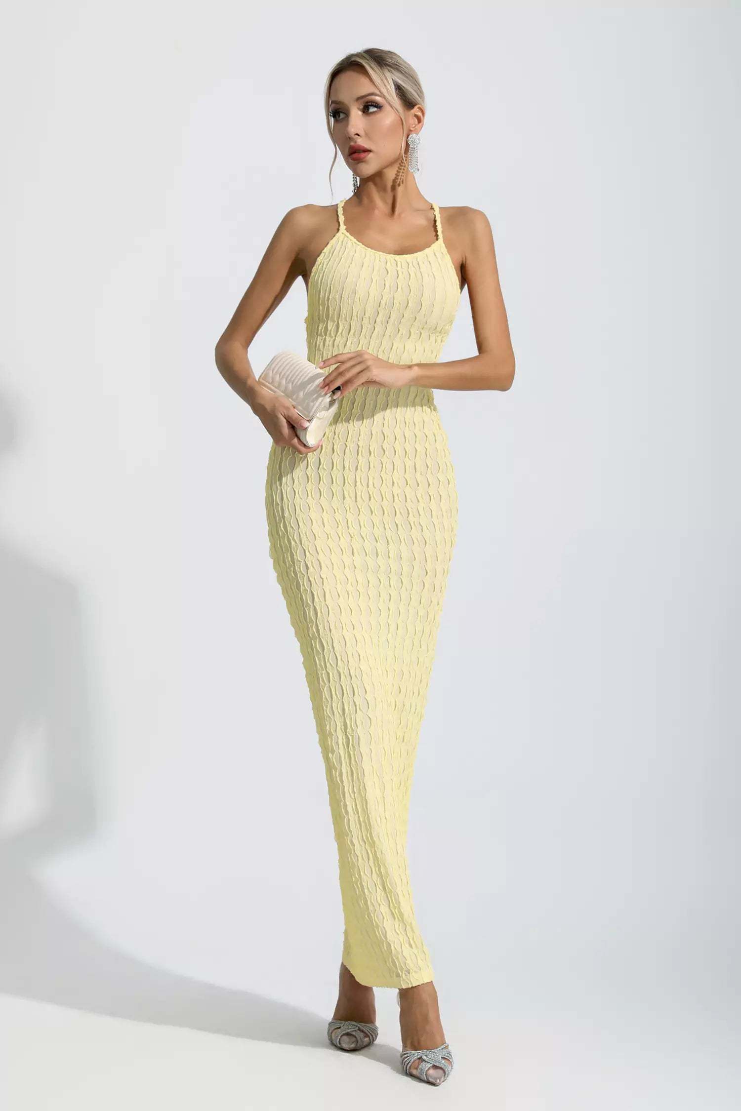 Dina Yellow Bodycon Slip Maxi Dress