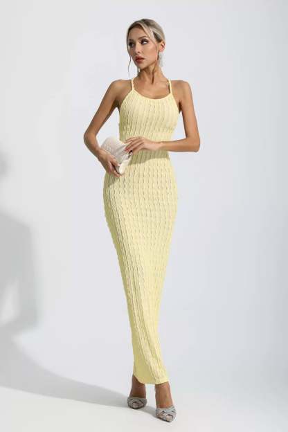 Dina Yellow Bodycon Slip Maxi Dress