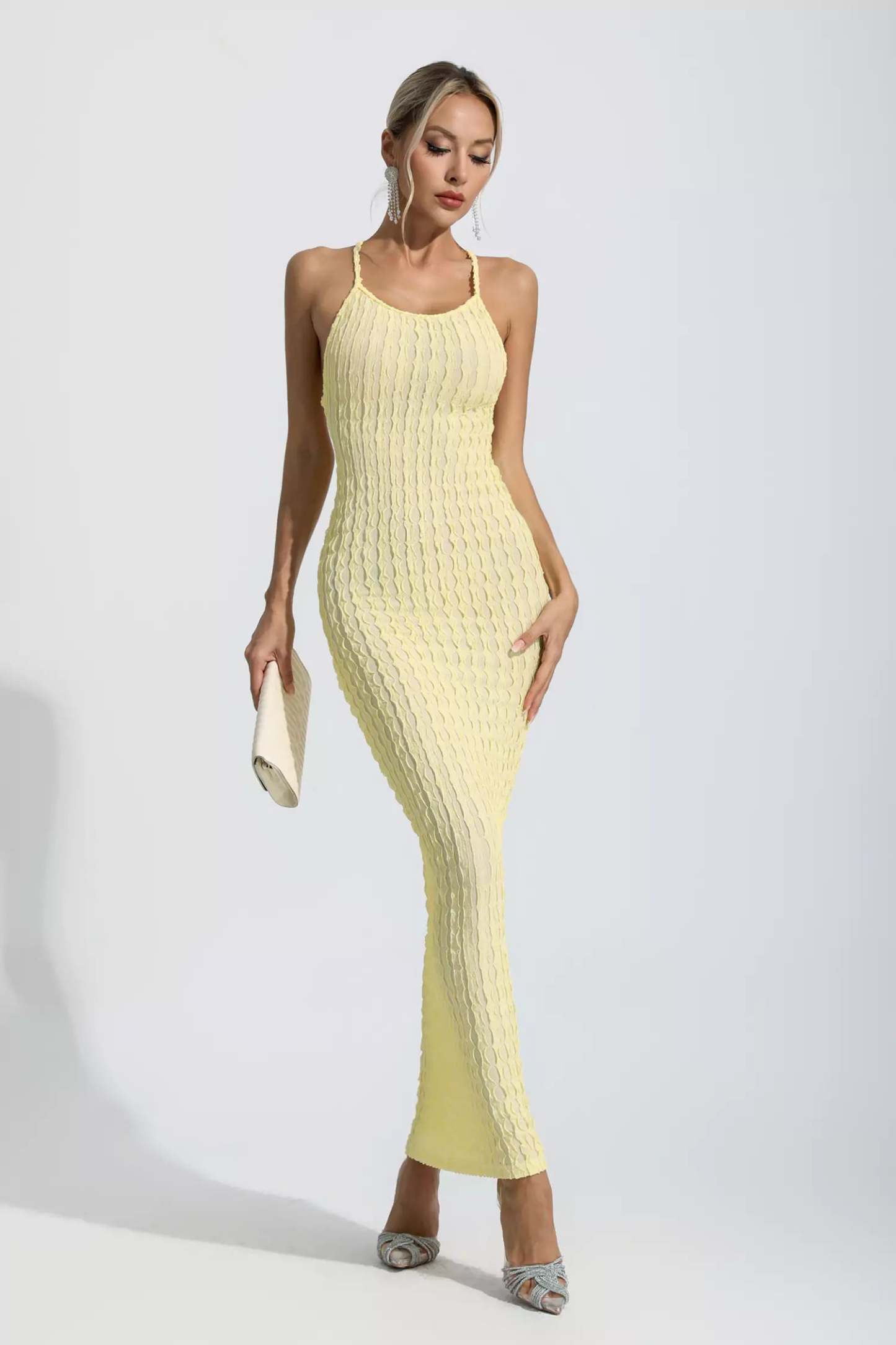 Dina Yellow Bodycon Slip Maxi Dress