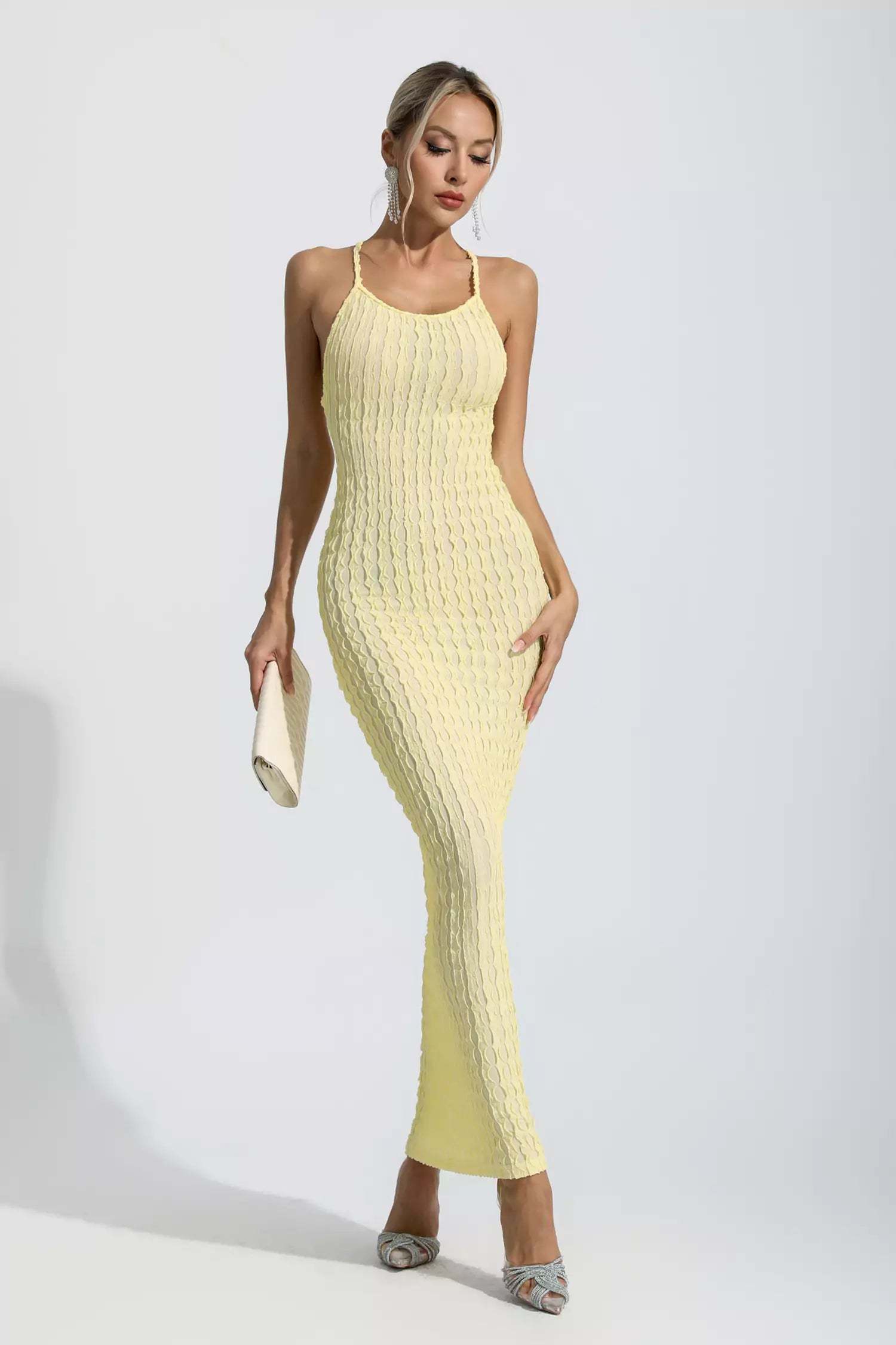 Dina Yellow Bodycon Slip Maxi Dress