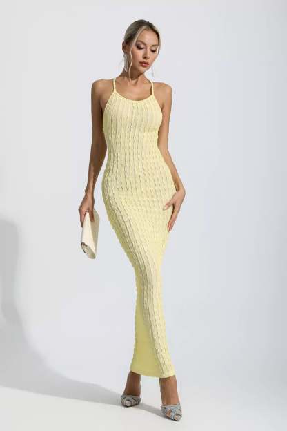 Dina Yellow Bodycon Slip Maxi Dress
