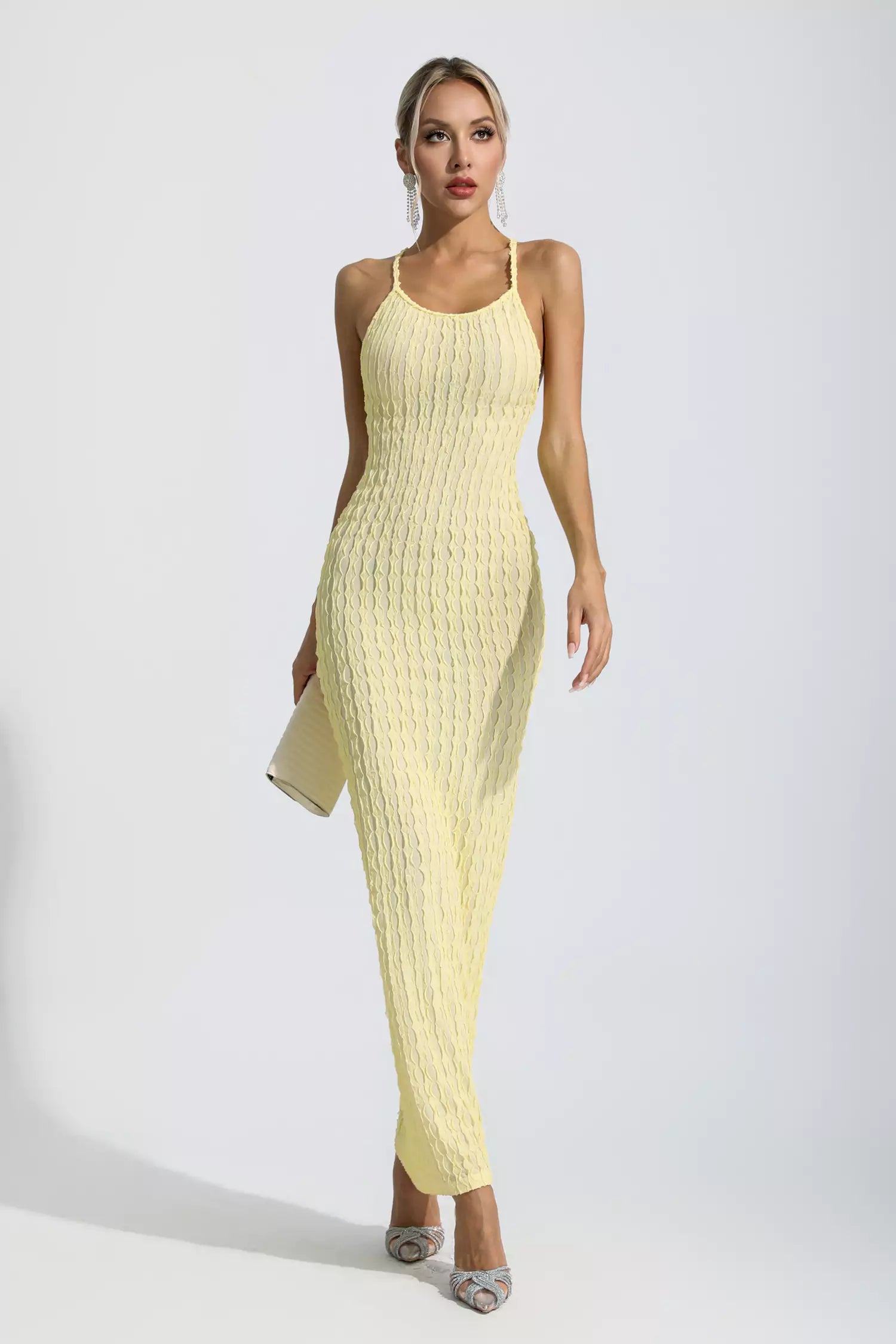Dina Yellow Bodycon Slip Maxi Dress