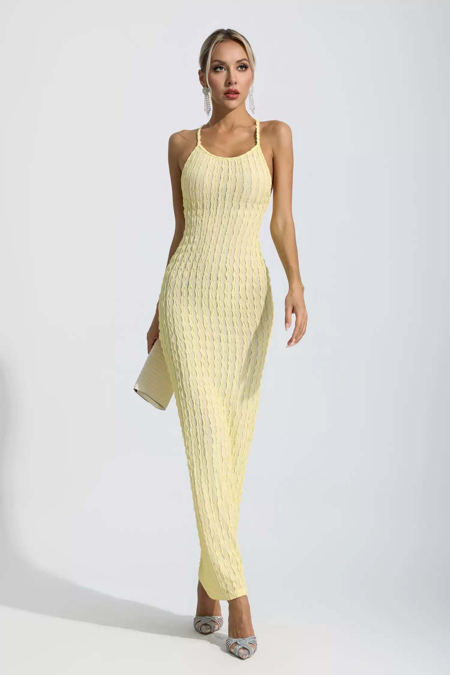 Dina Yellow Bodycon Slip Maxi Dress