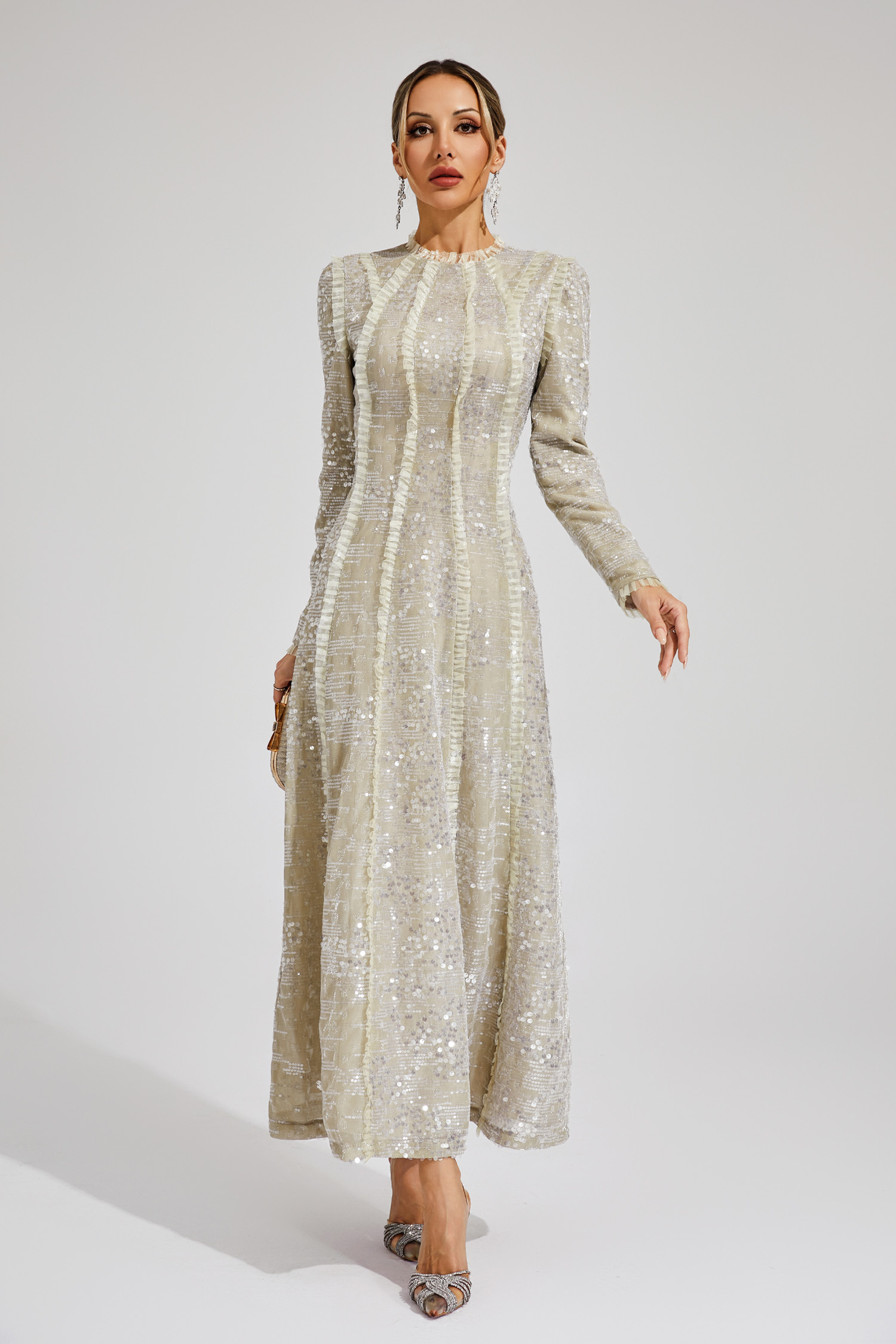 Candice Apricot Sequin Maxi Dress