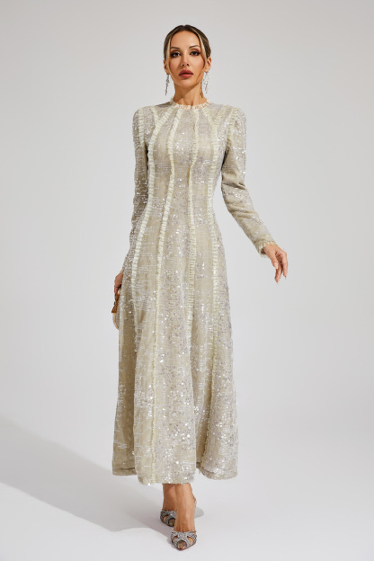 Candice Apricot Sequin Maxi Dress
