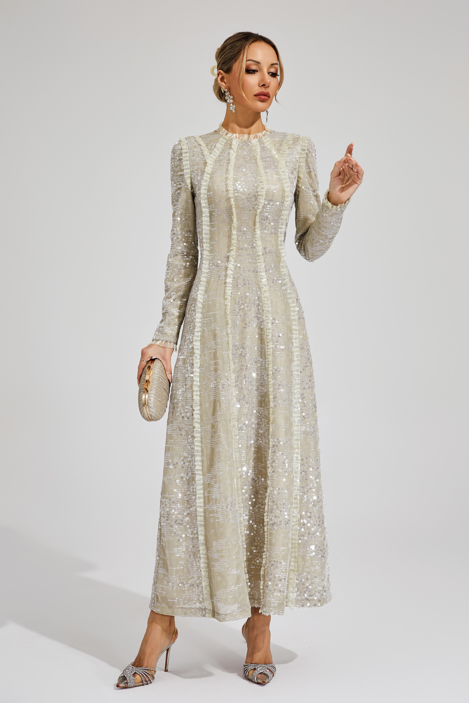 Candice Apricot Sequin Maxi Dress