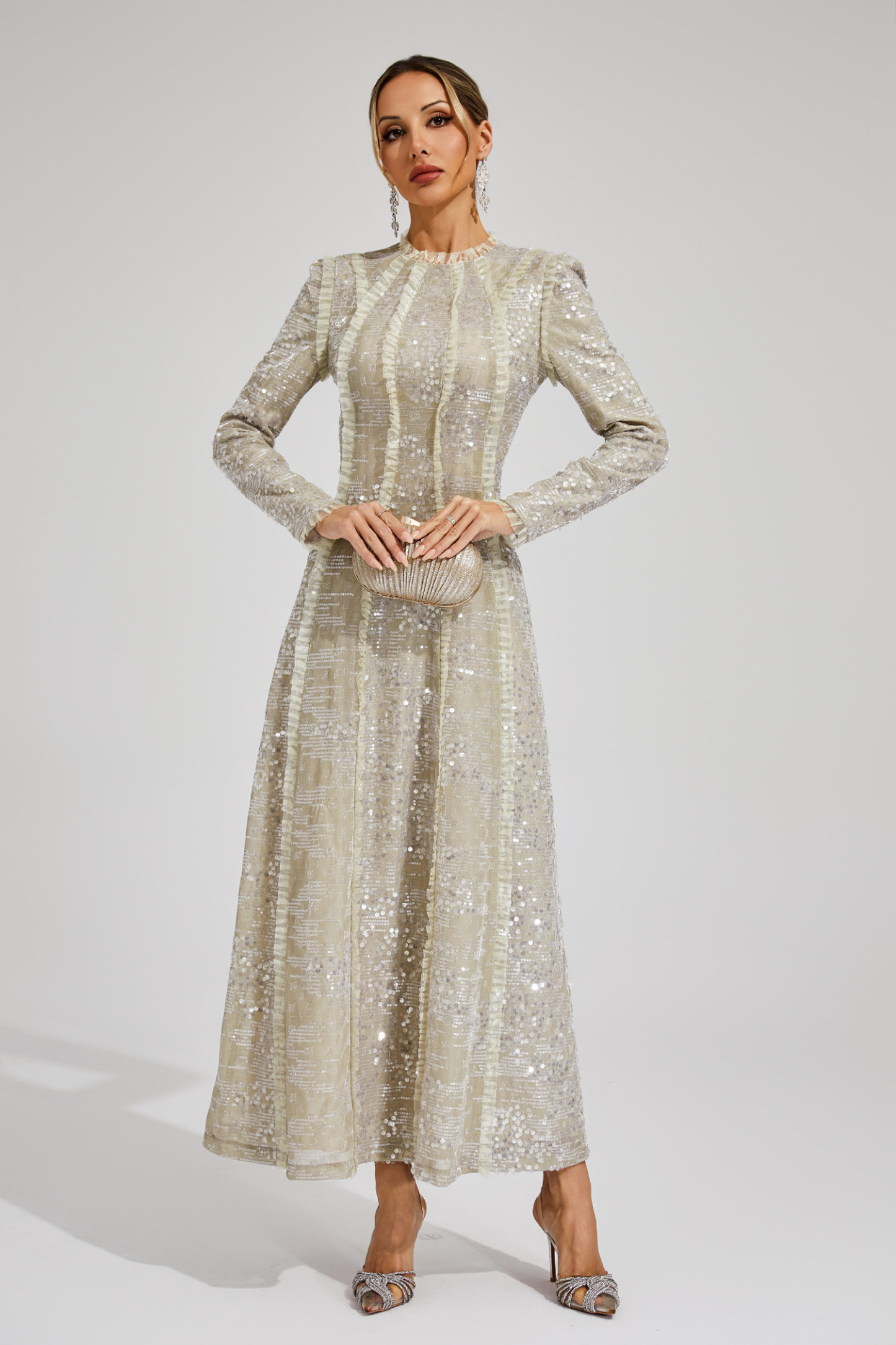 Candice Apricot Sequin Maxi Dress