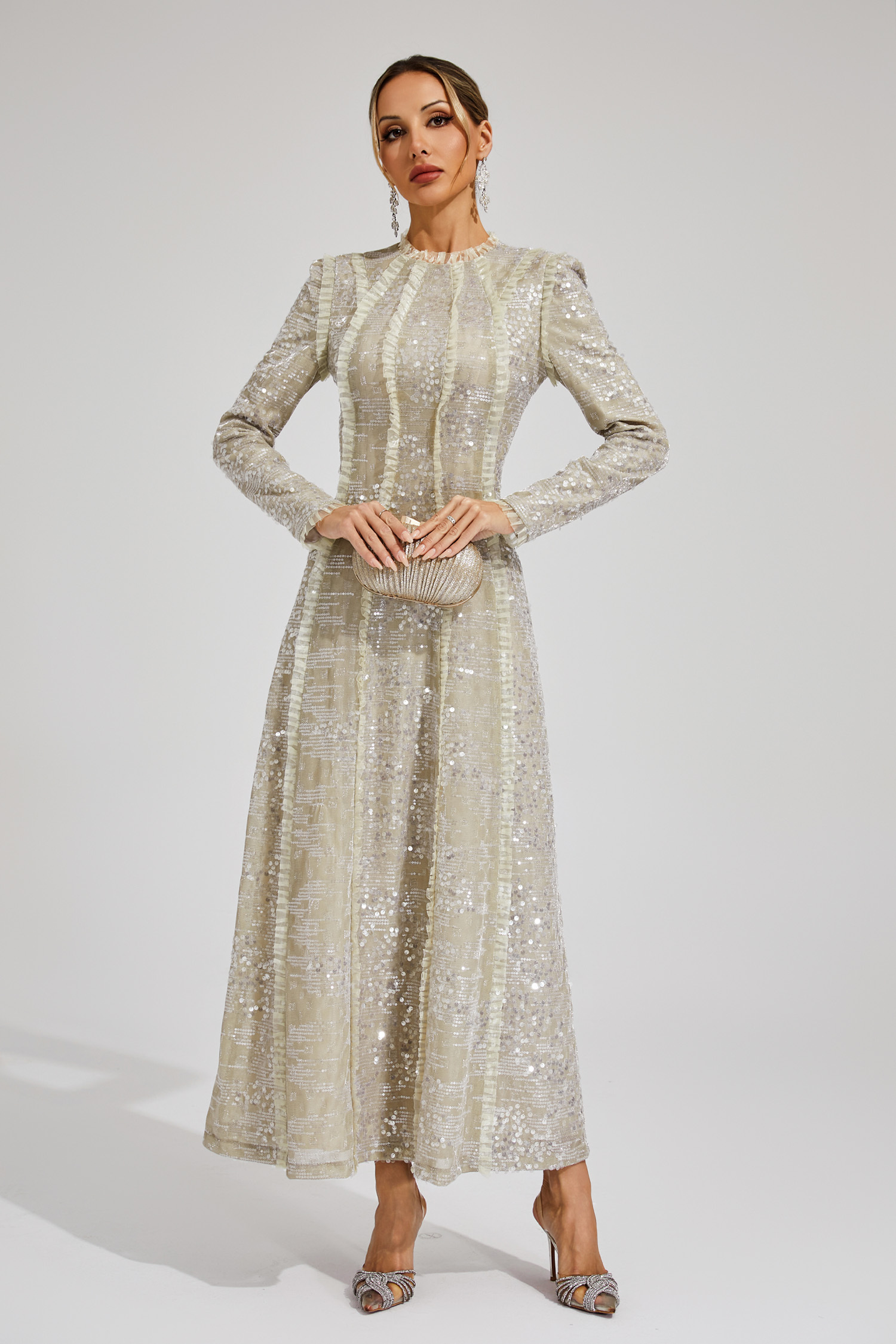 Candice Apricot Sequin Maxi Dress