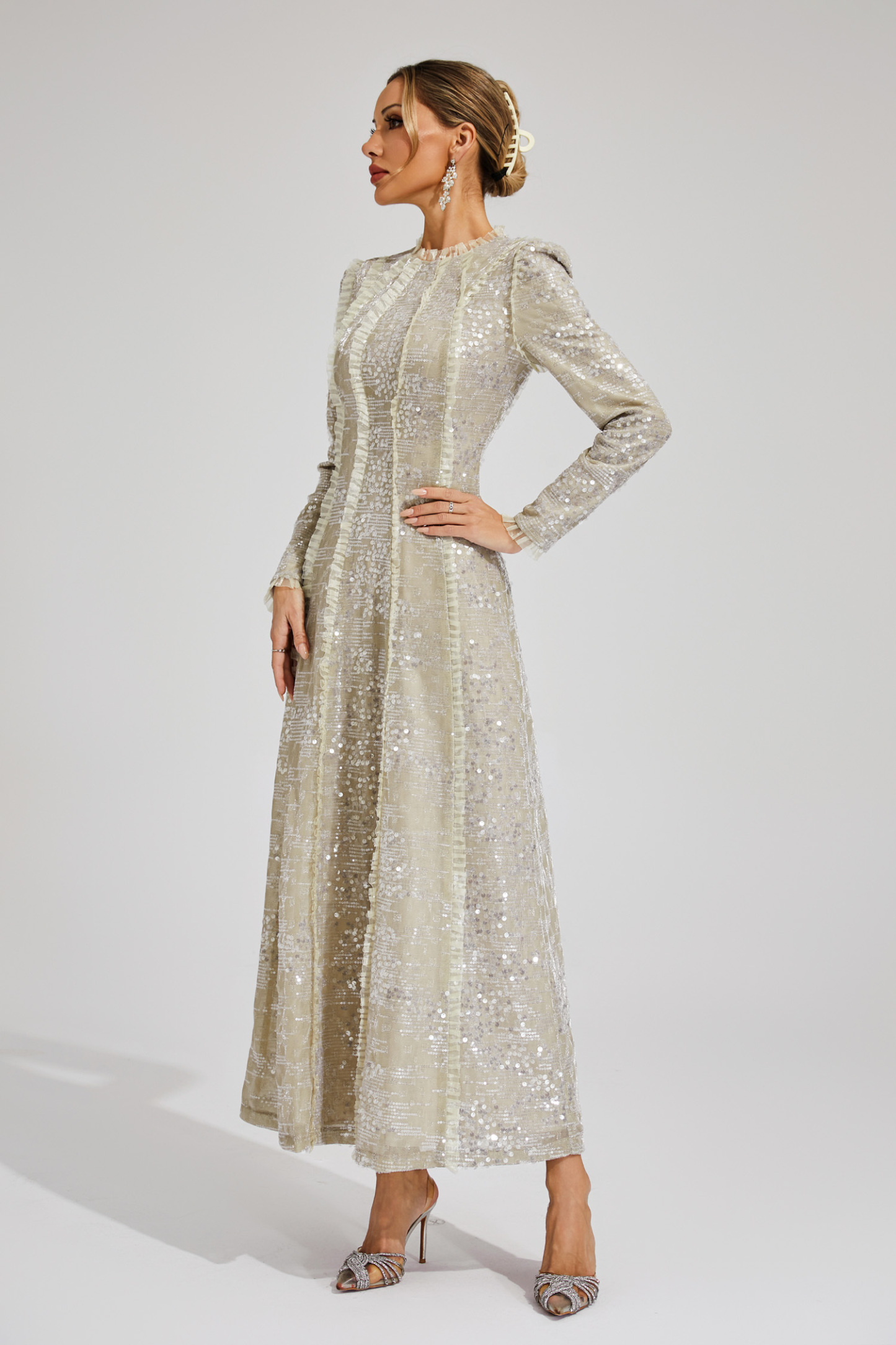 Candice Apricot Sequin Maxi Dress