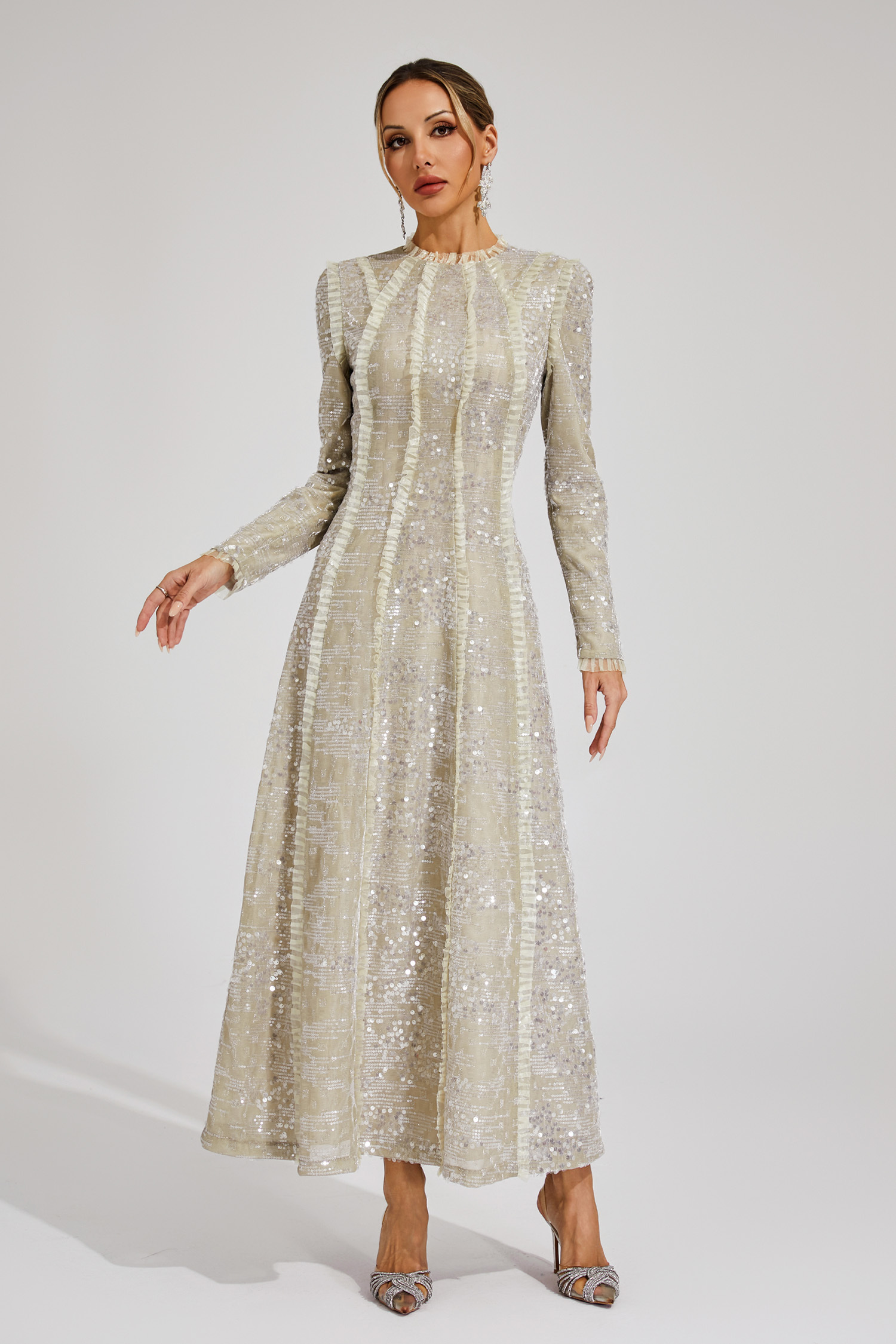 Candice Apricot Sequin Maxi Dress