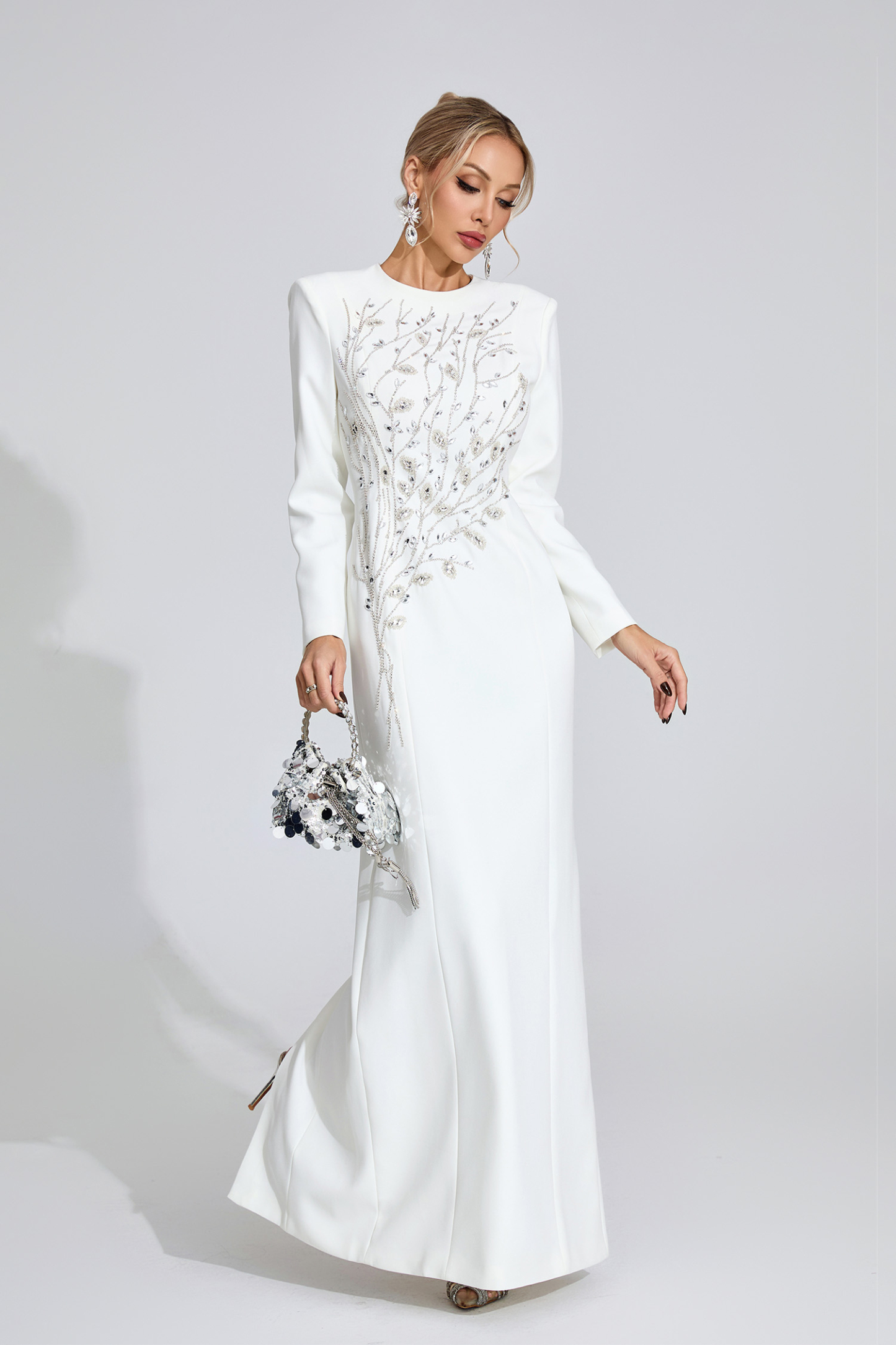 Beatrice White Diamond Maxi Dress