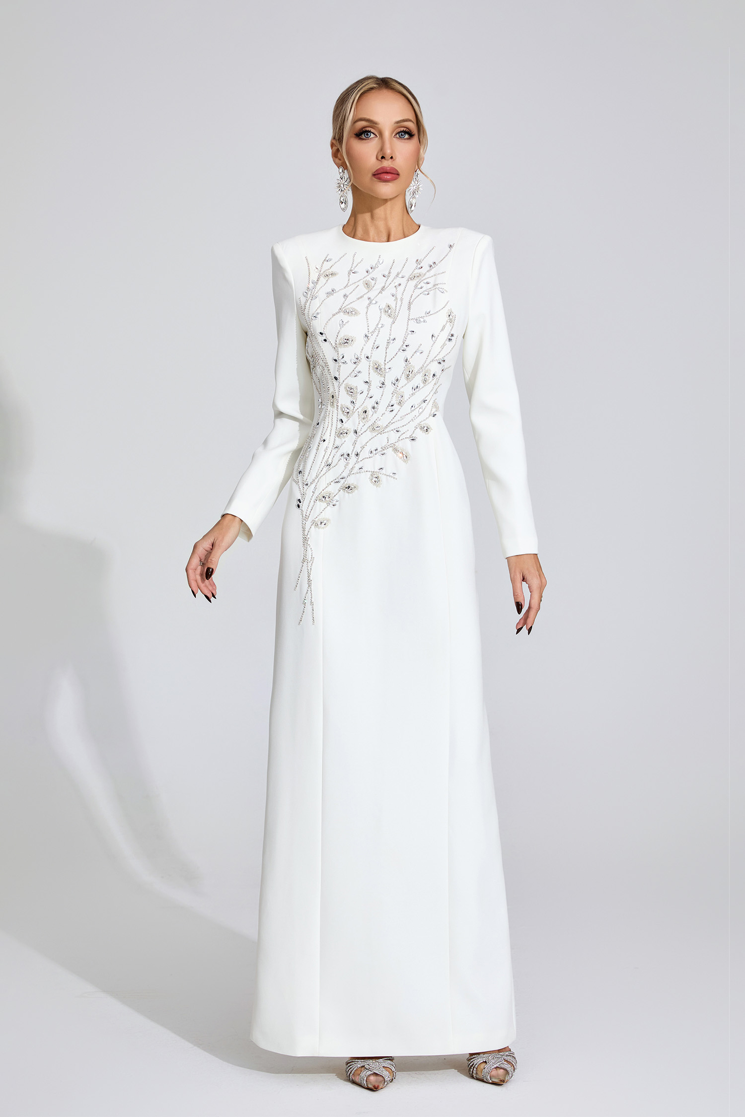 Beatrice White Diamond Maxi Dress