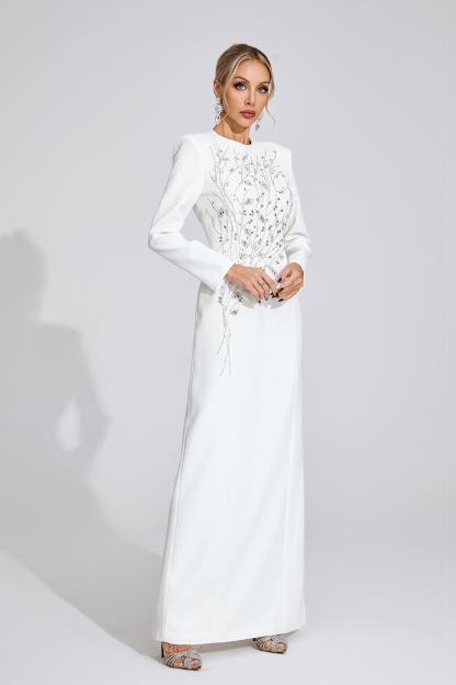 Beatrice White Diamond Maxi Dress