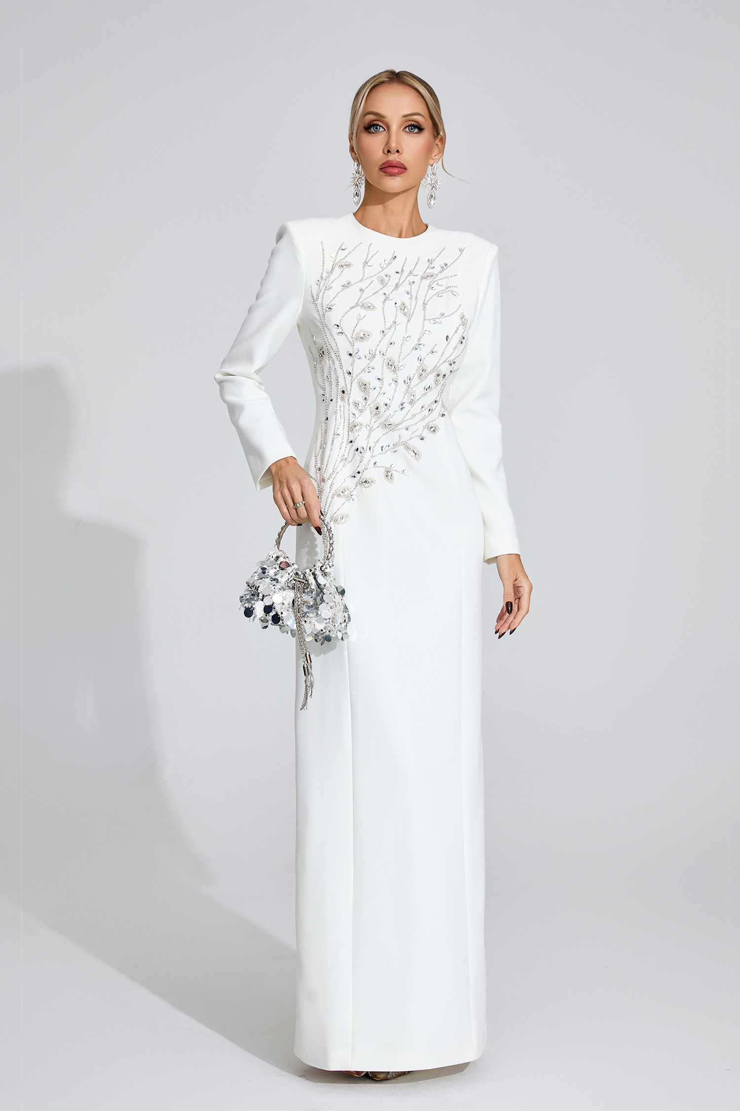 Beatrice White Diamond Maxi Dress