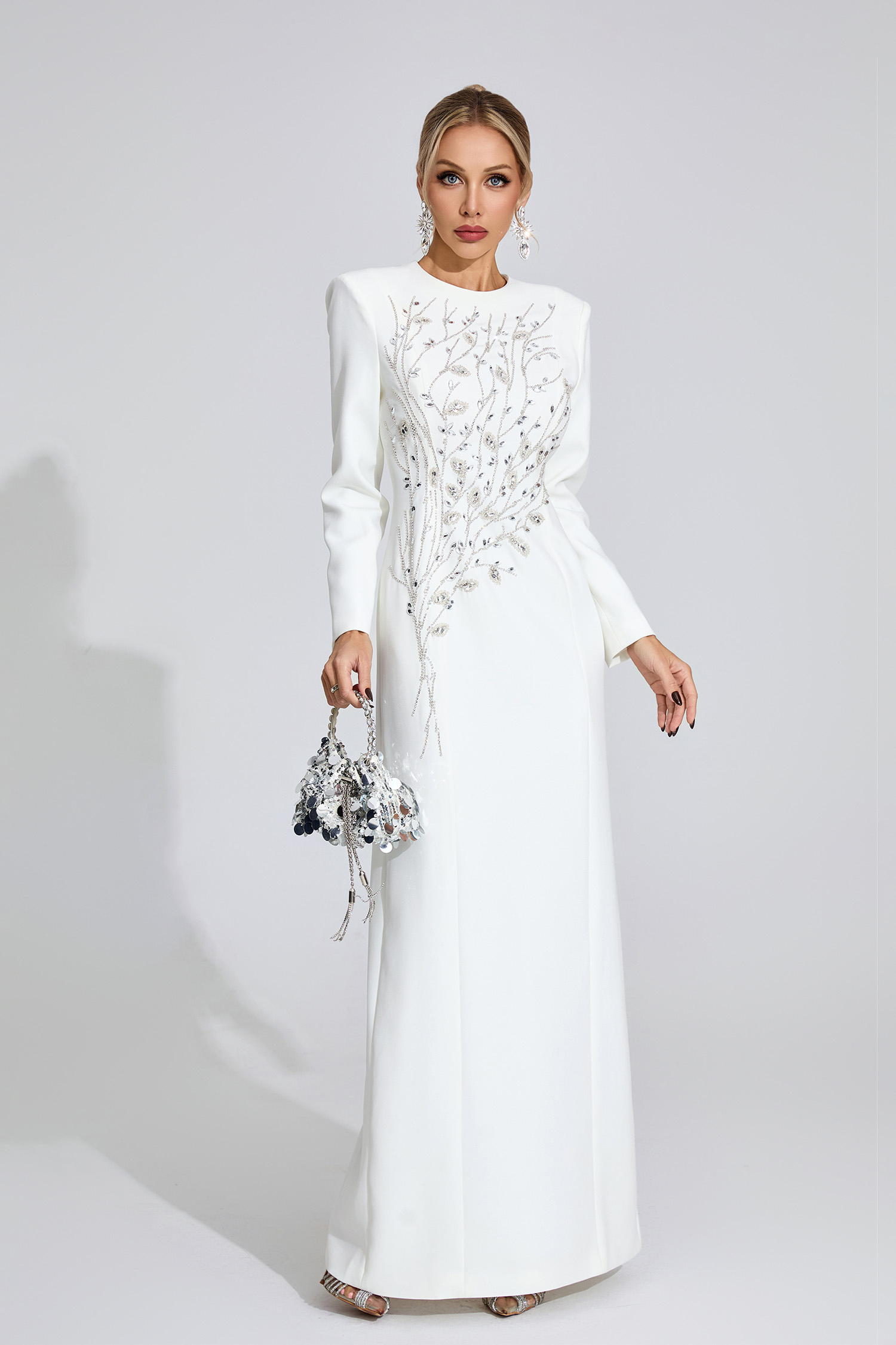 Beatrice White Diamond Maxi Dress