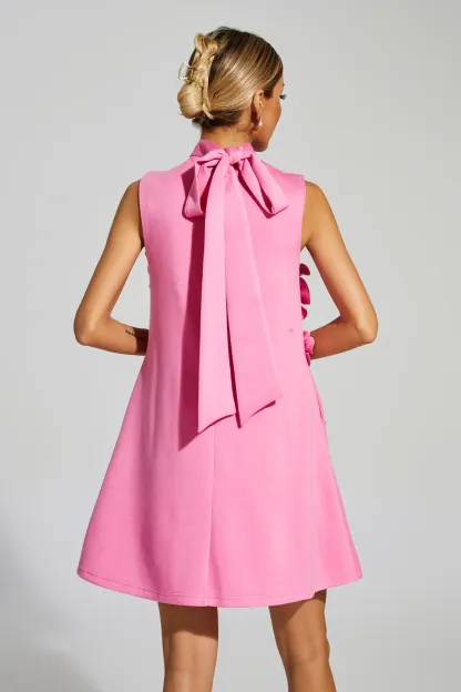 Geralyn Rose Red Rose Flower Mini Dress