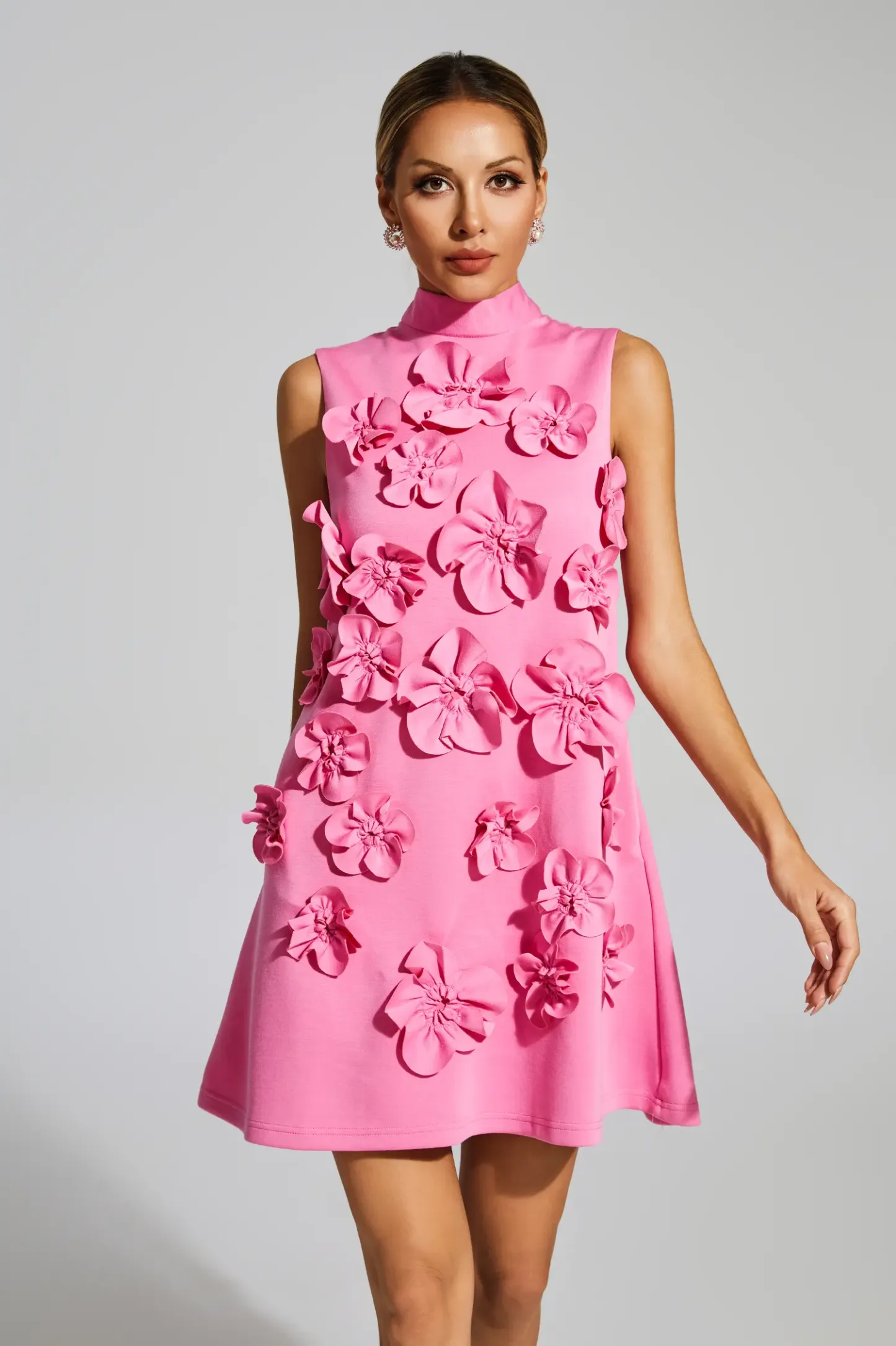 Geralyn Rose Red Rose Flower Mini Dress